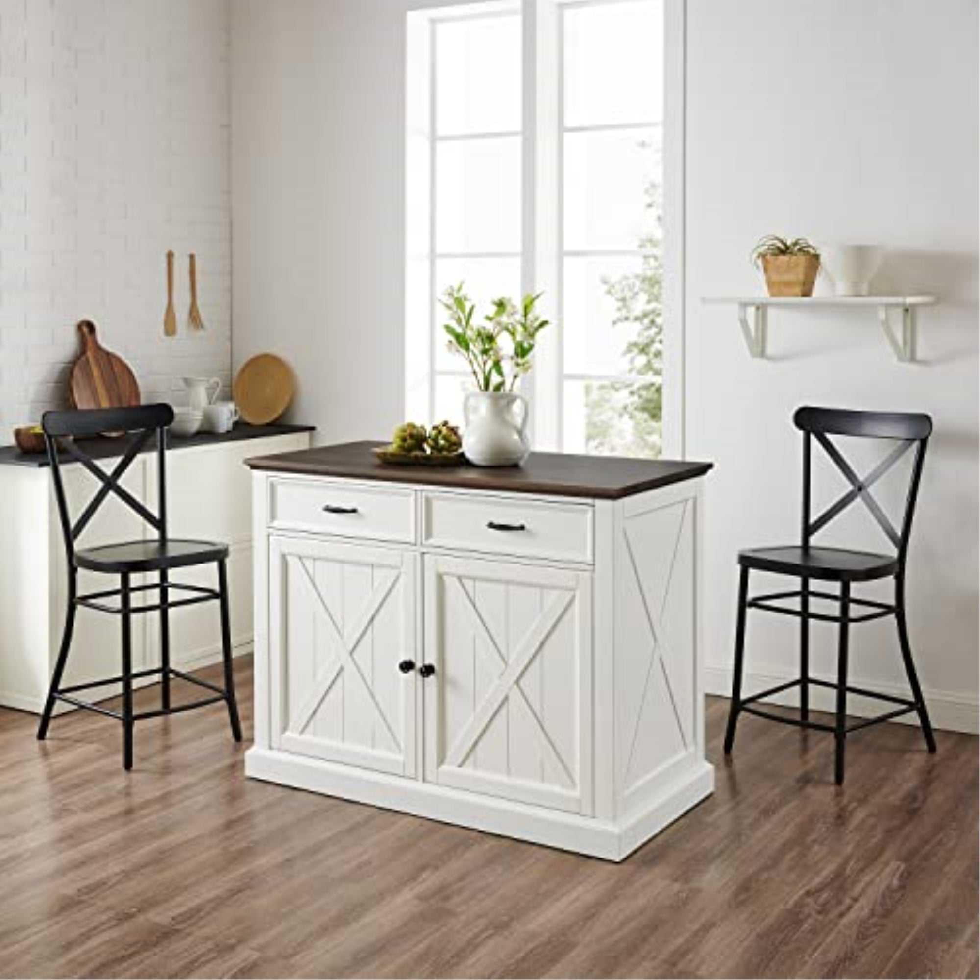 Clifton Kitchen Island W/Camille Stools- Kitchen Island & 2 Stools