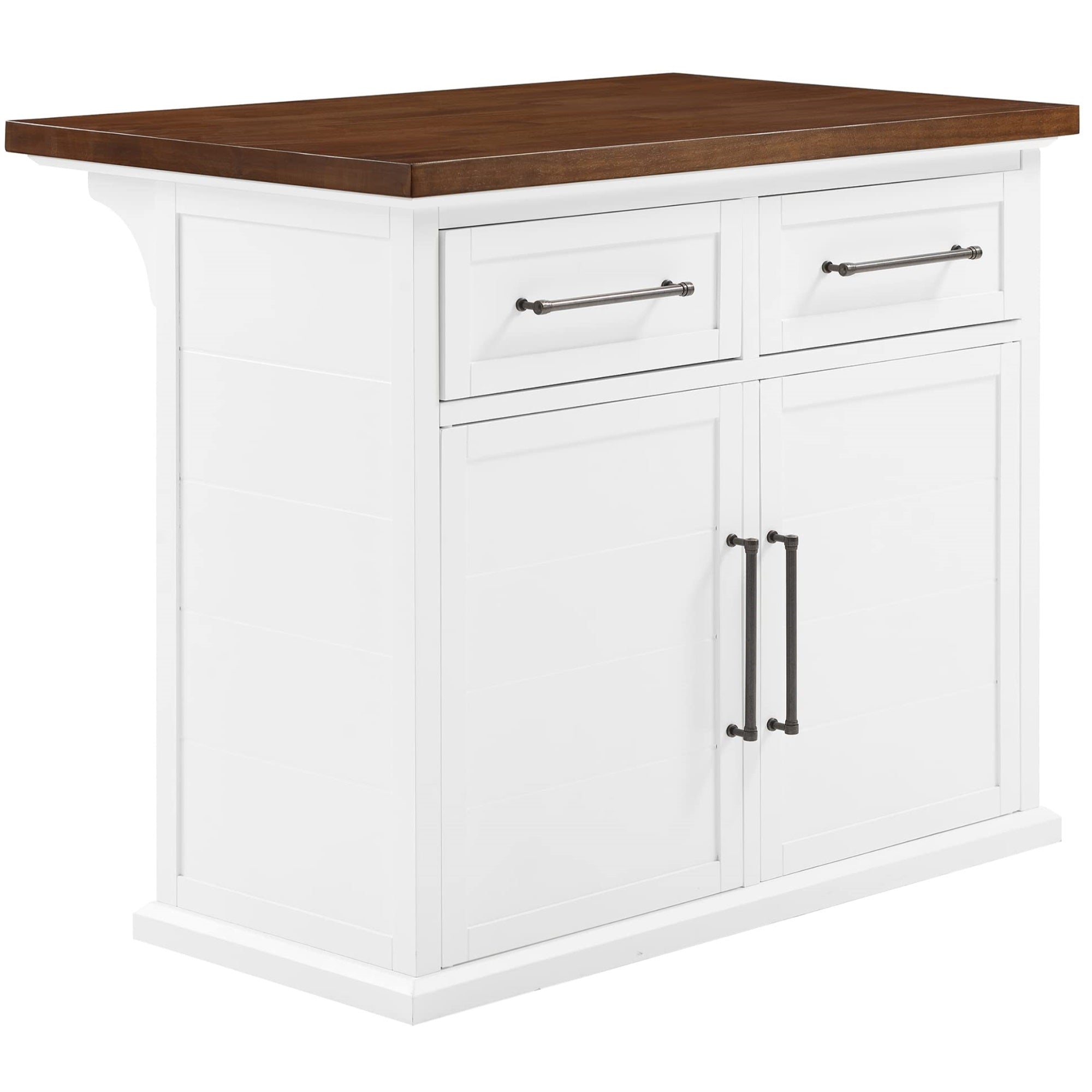 Casafoyer Furniture Bartlett Kitchen Island With Wood Top, White/Walnut