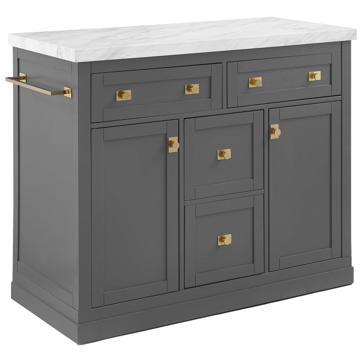 Claire Kitchen Island - Modern Design With Ample Storage And Faux Marble Countertop