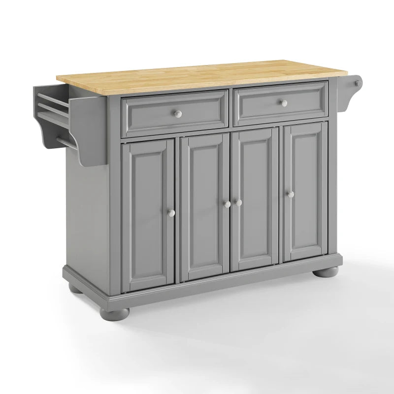 Alexandria Wood Top Kitchen Island/Cart Gray/Natural