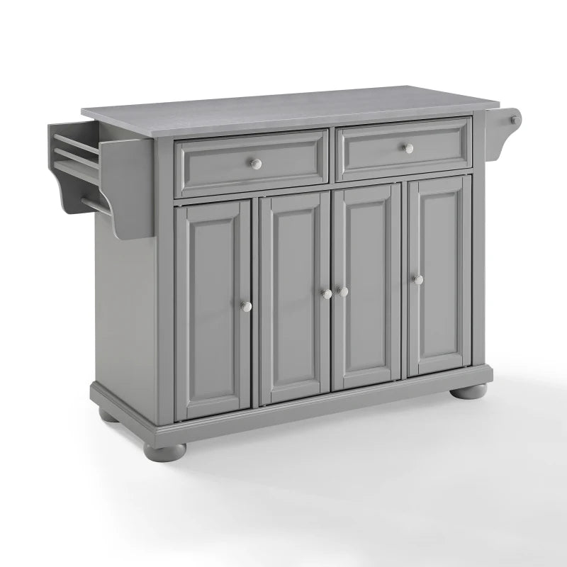 Alexandria Stainless Steel Top Kitchen Island/Cart Gray/Stainless Steel