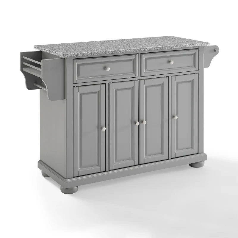 Alexandria Granite Top Kitchen Island/Cart Gray/Gray