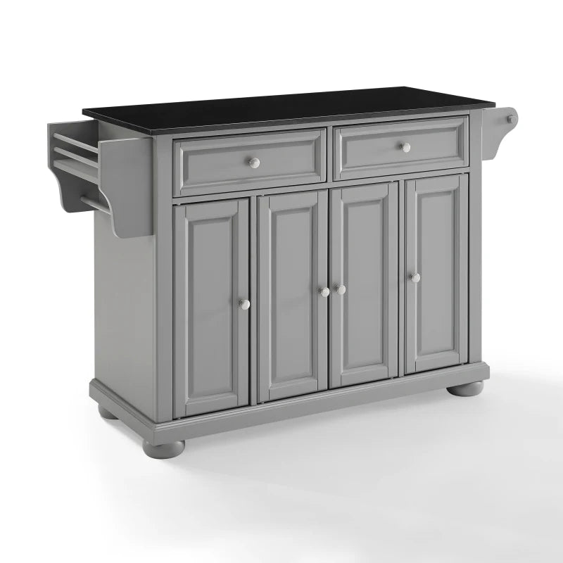 Alexandria Granite Top Kitchen Island/Cart Gray/Black
