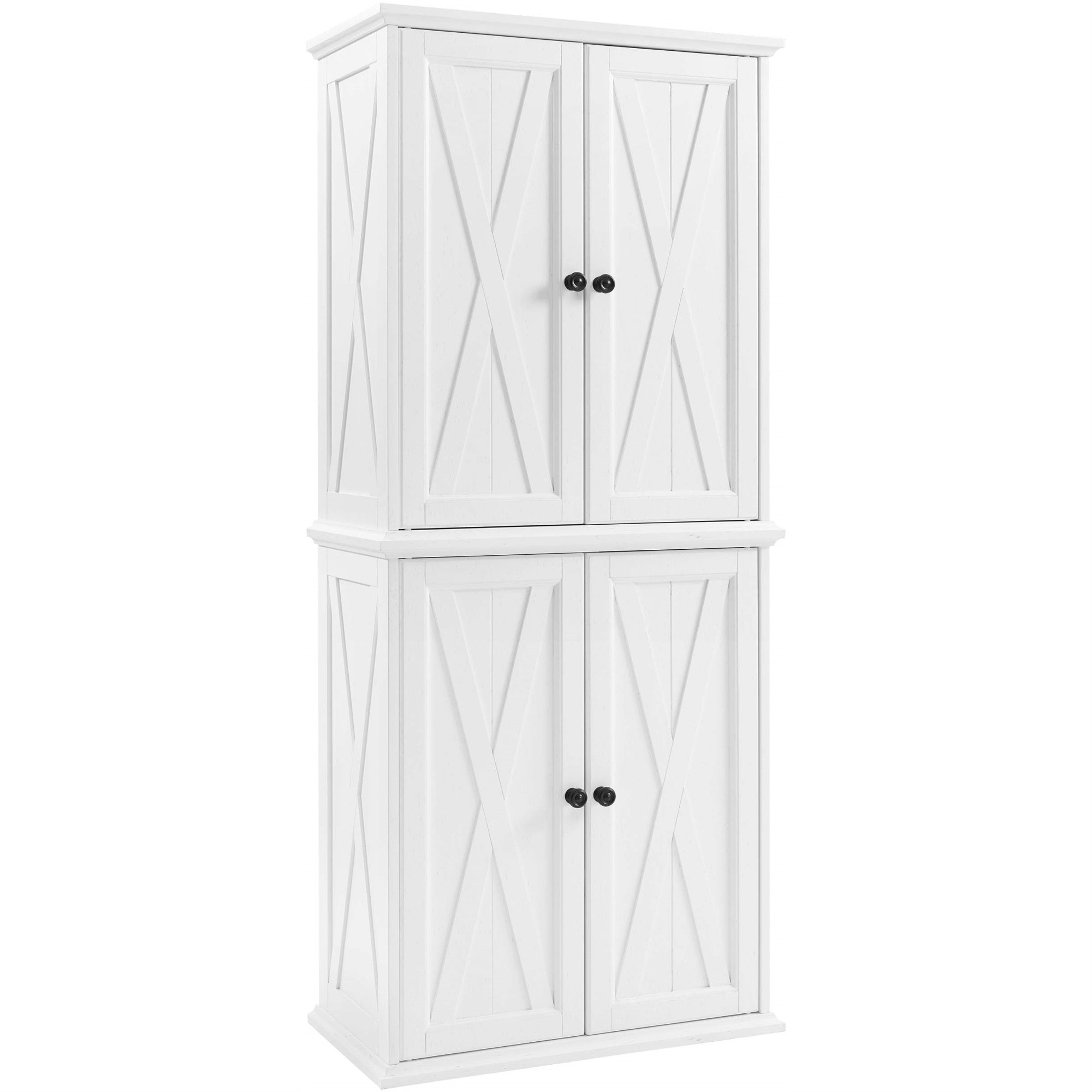 Casafoyer Furniture Clifton Tall Pantry Storage Cabinet With Shelves, Kitchen, Dining, Or Laundry Room, Distressed White