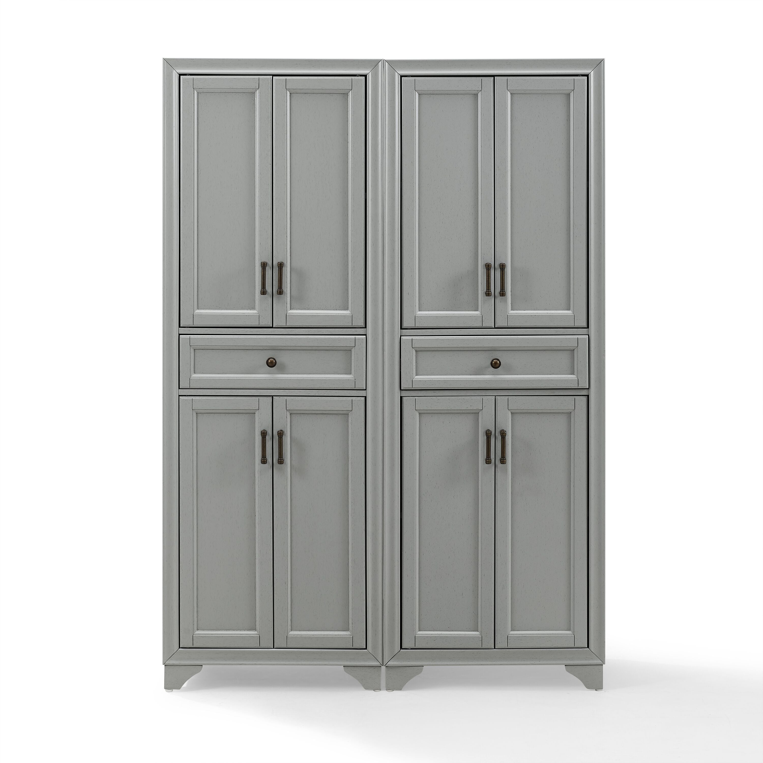 Tara 2Pc Pantry Set - Adjustable Shelving, Metal Hardware, Storage Drawer - Ideal For Kitchenware & Home Organization