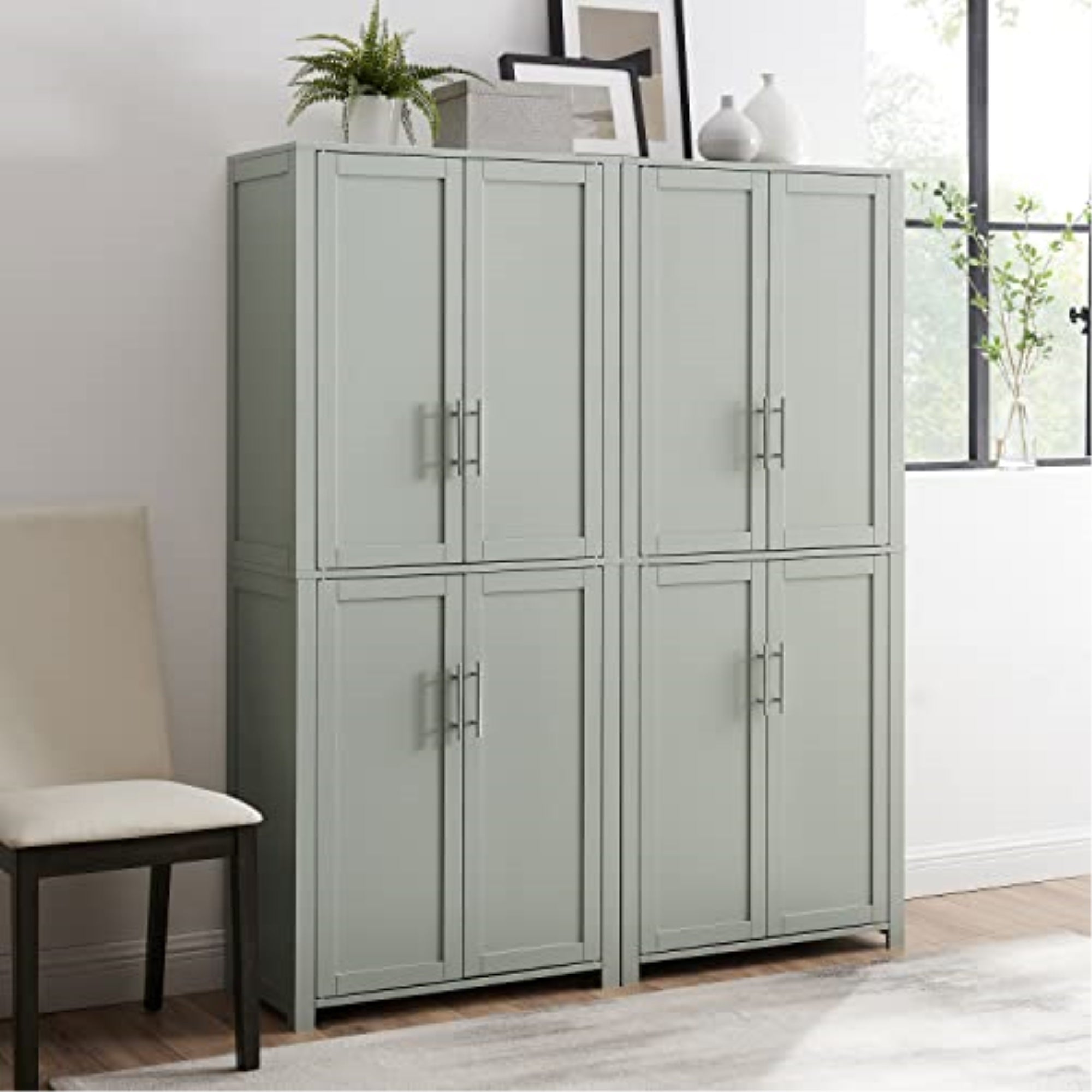 Ergode Kf33020Gy Savannah 2Pc Pantry Set - Gray, Ample Storage, Sleek Design, Adjustable Shelves