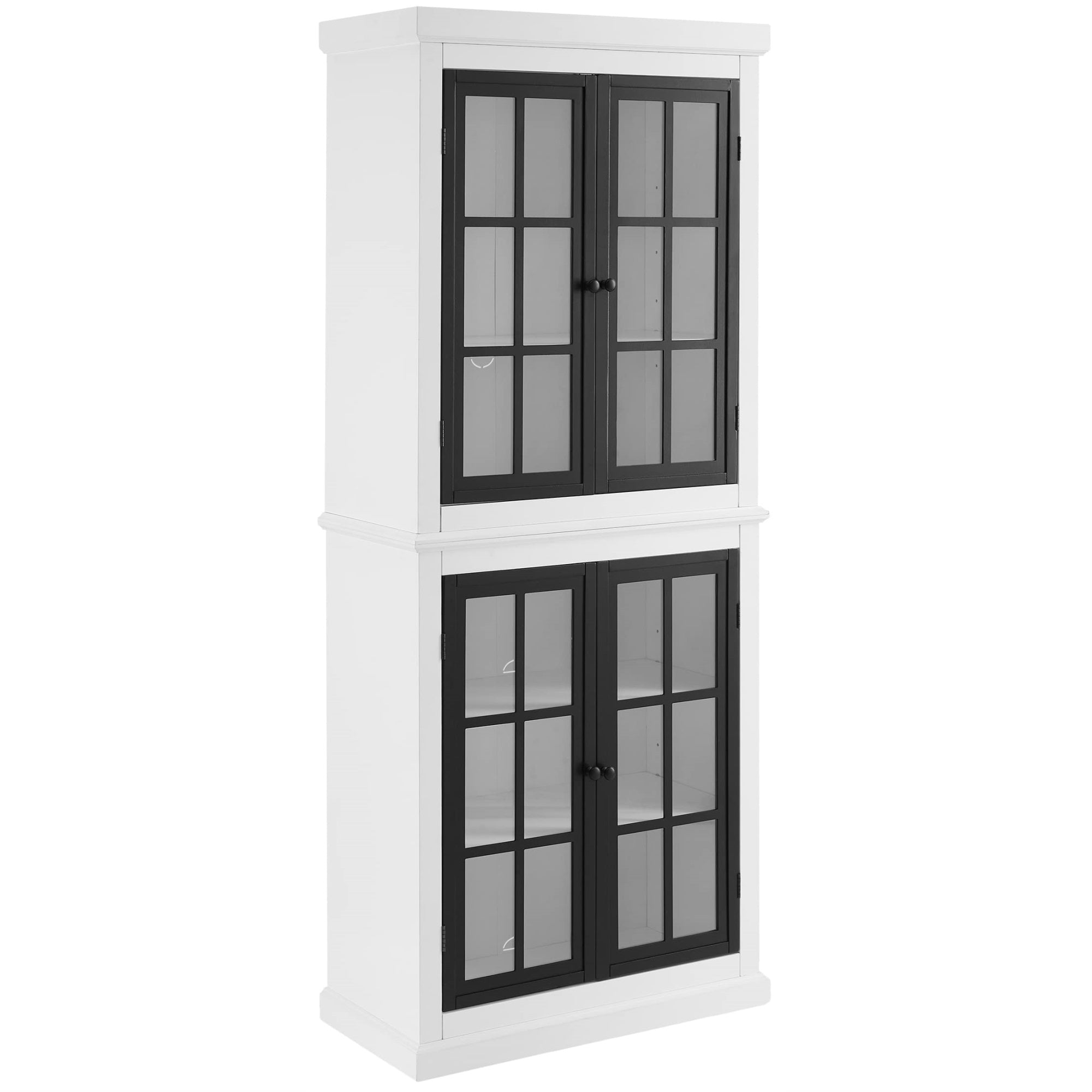 Casafoyer Furniture Cecily Tall Pantry Storage Cabinet With Shelves For Kitchen Or Laundry Room, White/Matte Black