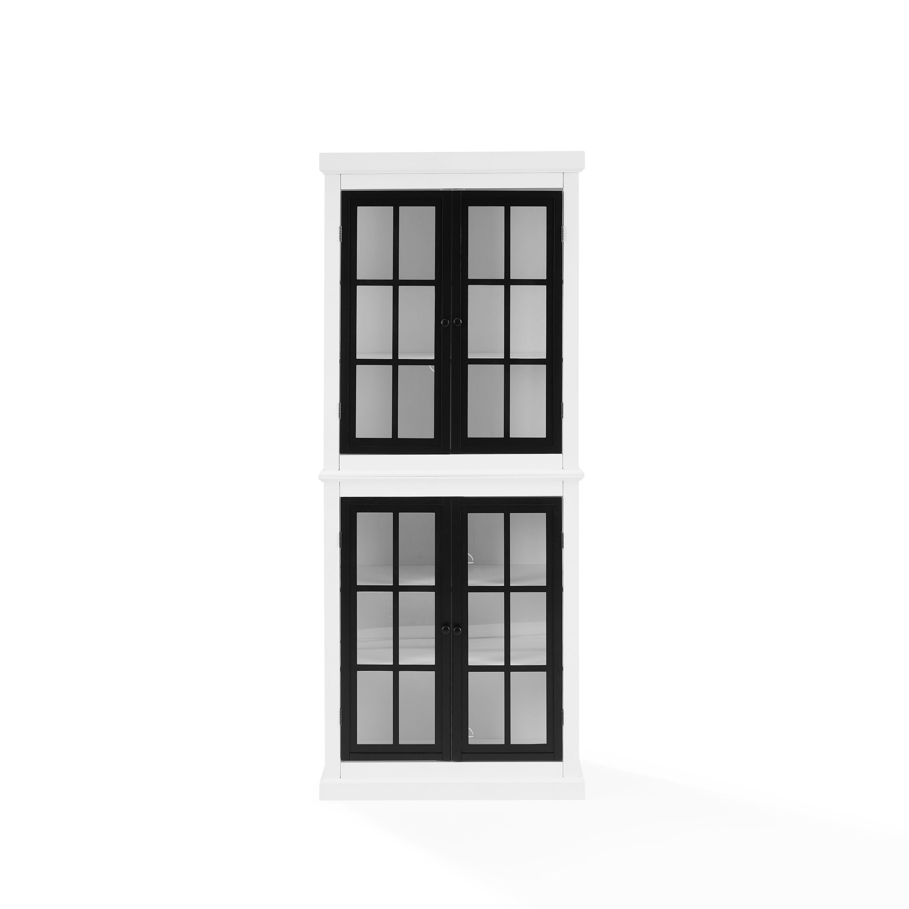 Cecily Tall Storage Pantry - French Country Design, Two-Tone Color Scheme, Adjustable Shelves, Ample Storage Space, Elegant Windowpane Doors