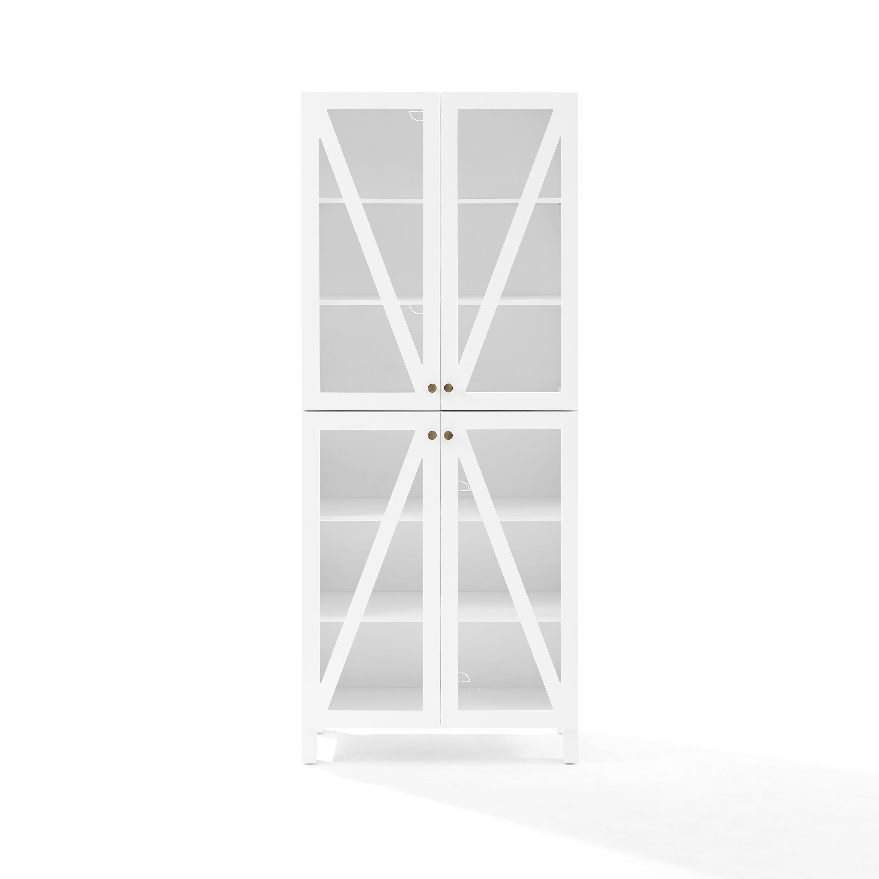 Cassai Tall Pantry - Adjustable Shelves, Stackable Units, Glass Cabinet Doors - Stylish Storage Solution For Kitchen, Bathroom, Living Room