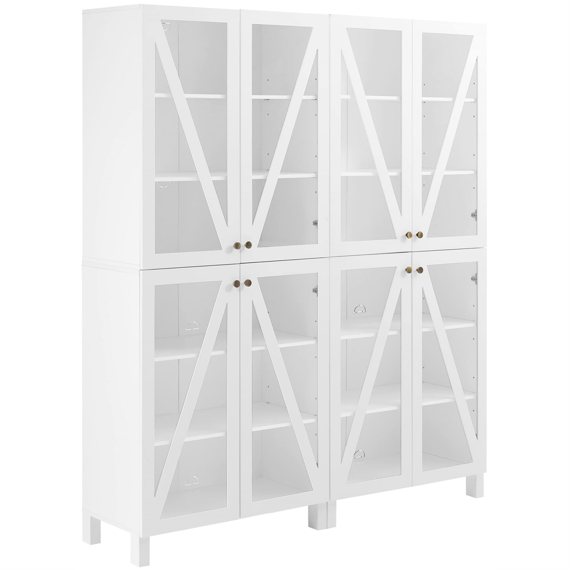 Casafoyer Furniture Cassai 2-Piece Pantry Storage Cabinet Set With Shelves, Kitchen, Dining, Or Laundry Room, White