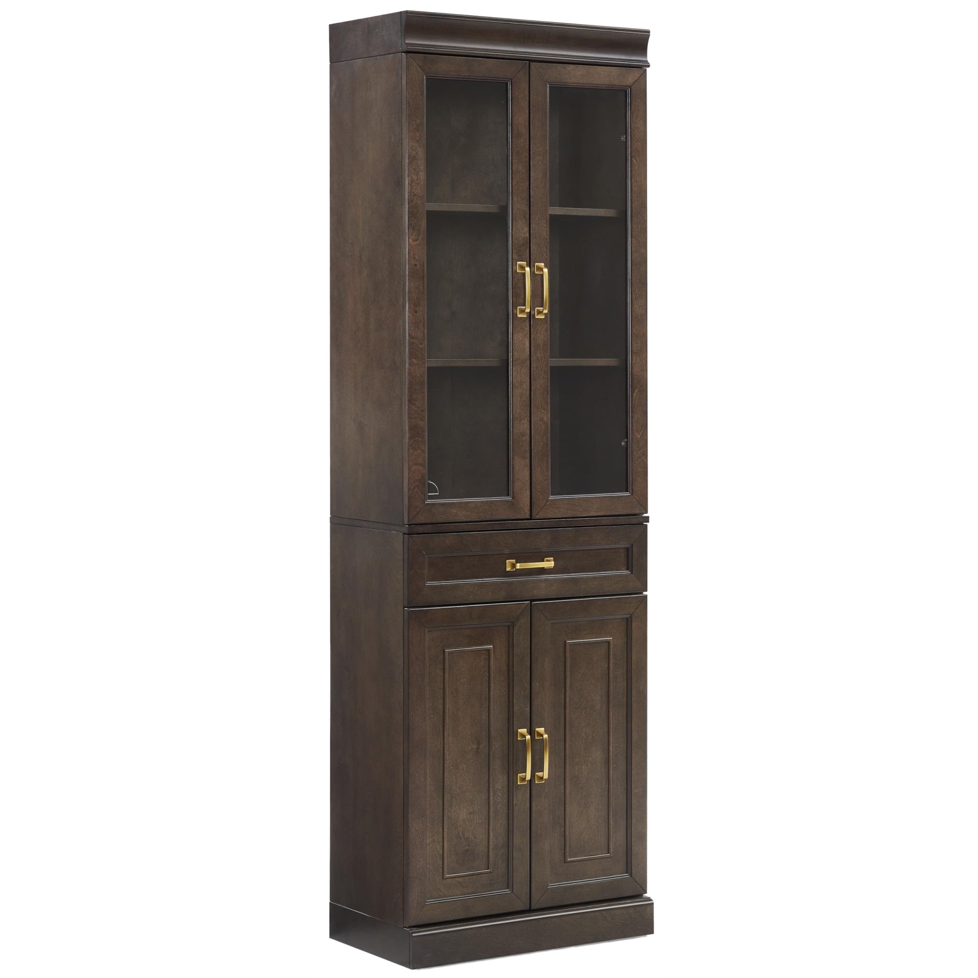 Casafoyer Furniture Stanton Glass Door Pantry Storage Cabinet With Shelves, Kitchen, Dining, Or Laundry Room, Coffee