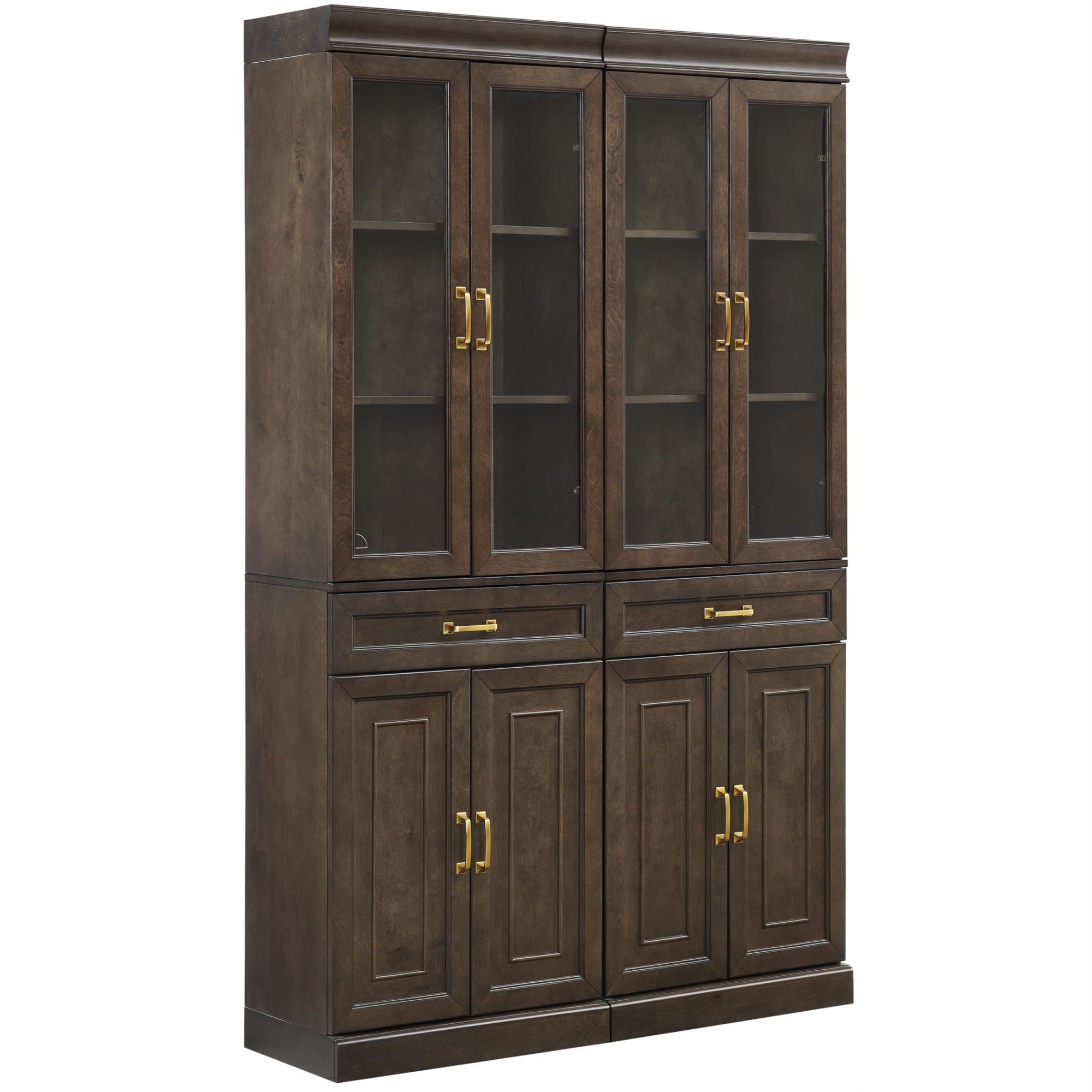 Casafoyer Furniture Stanton 2-Piece Glass Door Kitchen Storage Pantry Cabinet With Shelves Dining, Laundry Room, Coffee