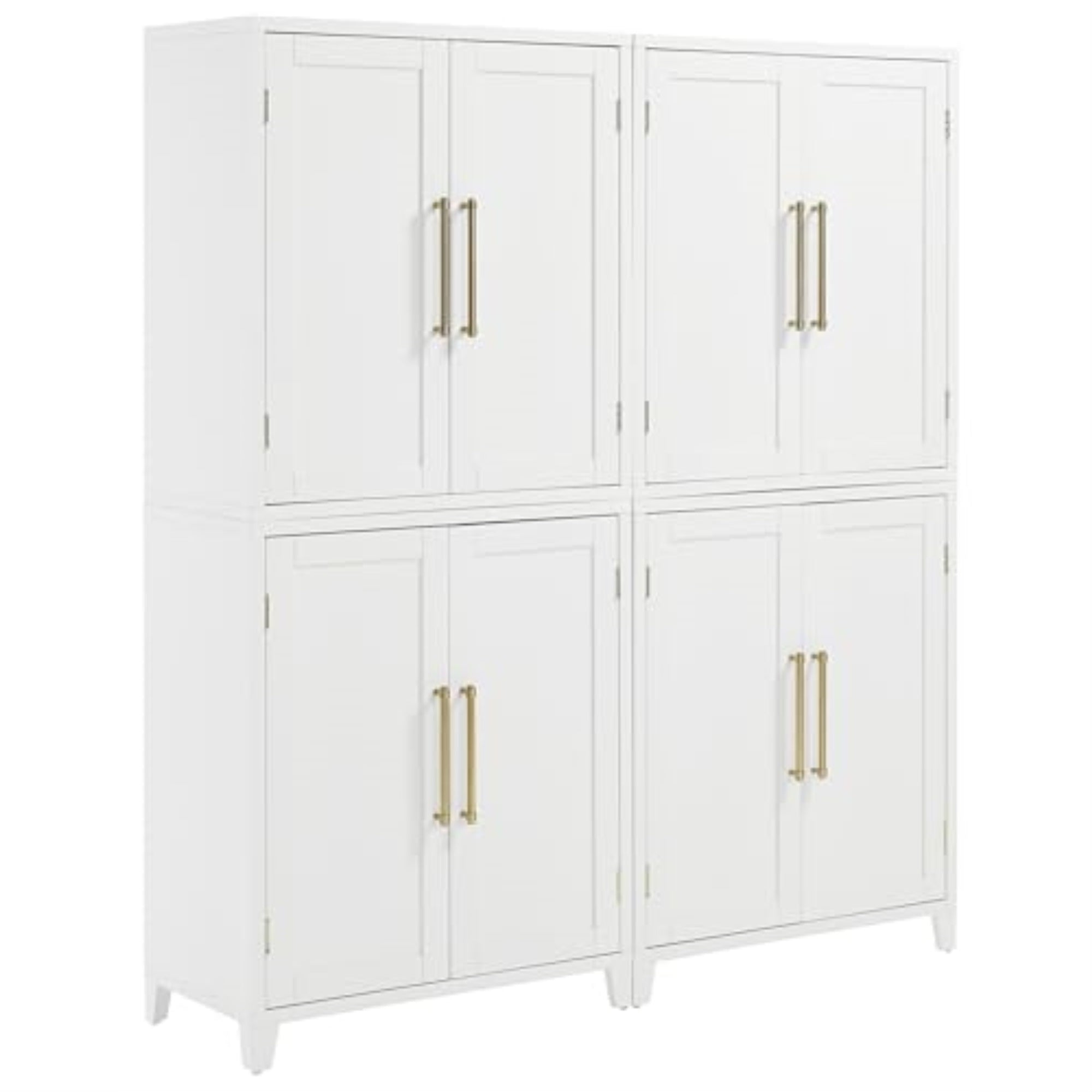 Casafoyer Furniture Roarke 2-Piece Kitchen Pantry Storage Cabinet Set, Living Room, Bathroom, Entryway, White