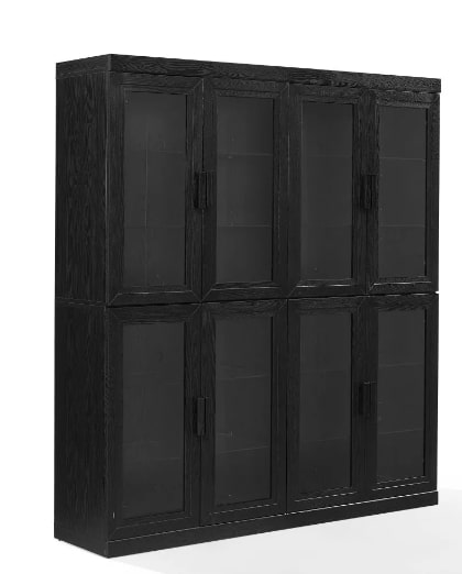 Essen 2Pc Glass Door Kitchen Pantry Storage Cabinet Set