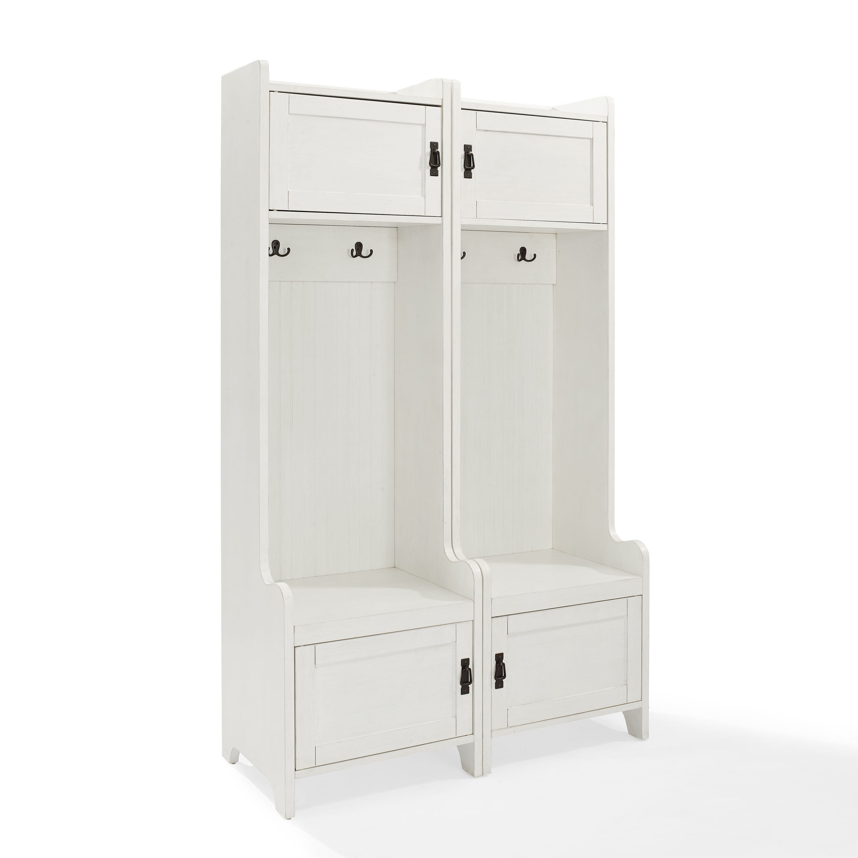 Fremont Entryway Kit - 2 Towers With Coat Hooks, Sliding Cubby, Swing Door Storage, Top Shelf - Create A Cohesive Look. (Wood Dust & Lead Warning)