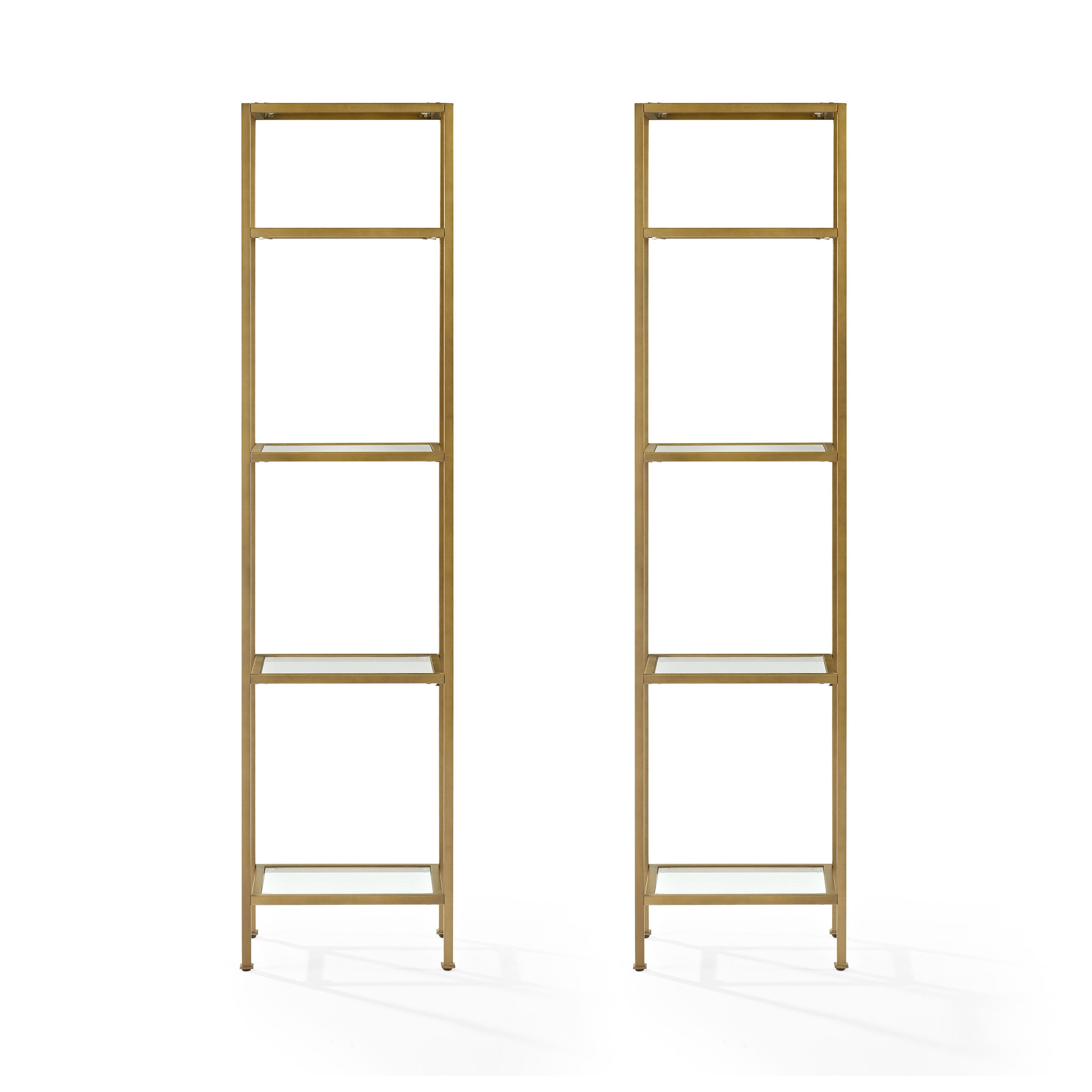 Aimee 2 Piece Tagre Set | Stylish & Modern | Sturdy Steel Frame | Open Tempered Glass Shelves | Perfect For Display & Organization