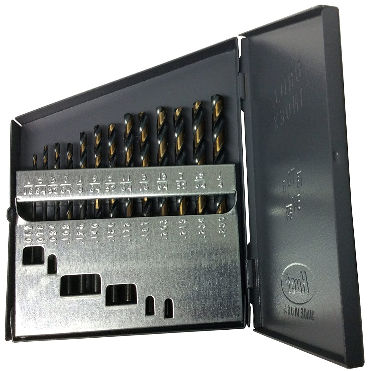 1/16 - 1/4 Hss Black & Gold Jobber Drill Bit Set, Metal Case, 13 Pieces (1/64 Increments), Kfd13J-Set