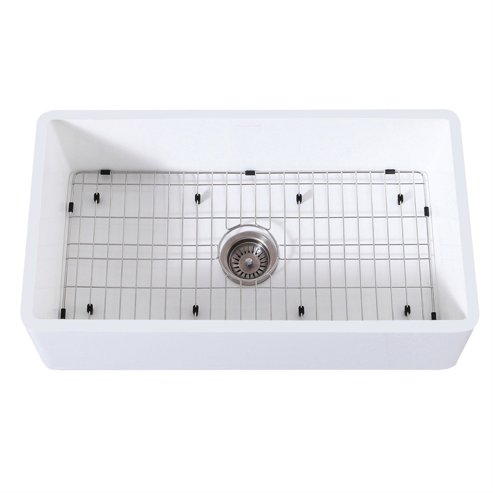Gourmetier Kgkfa361810Bc 36 X 18 Sgl Bowl Farmhouse Kitchen Sink, Drain & Rack