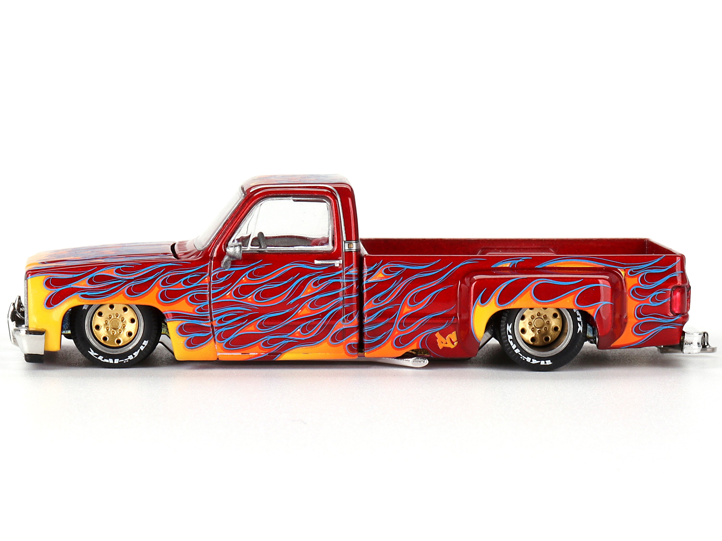 Chevrolet Silverado Dually Pickup Truck 'On Fire V1' Red Metallic With Flames And Red Interior (Designed By Jun Imai) 'Kaido House' Special 1/64 Diecast Model Car By Mini Gt
