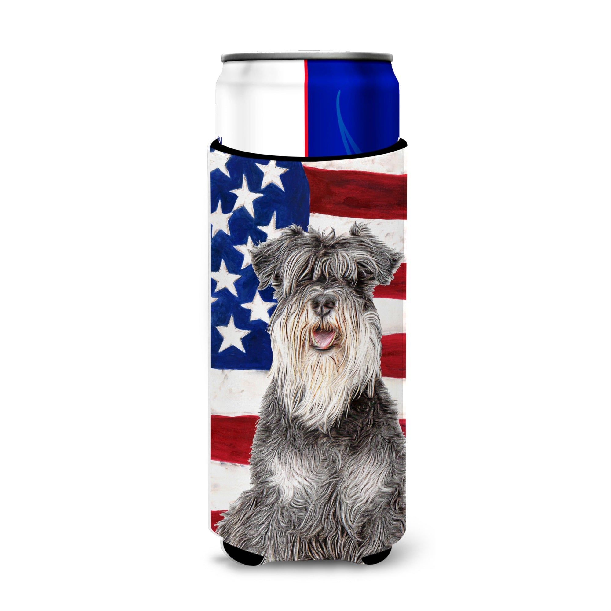 Usa American Flag With Schnauzer Ultra Beverage Insulators For Slim Cans Kj1157Muk