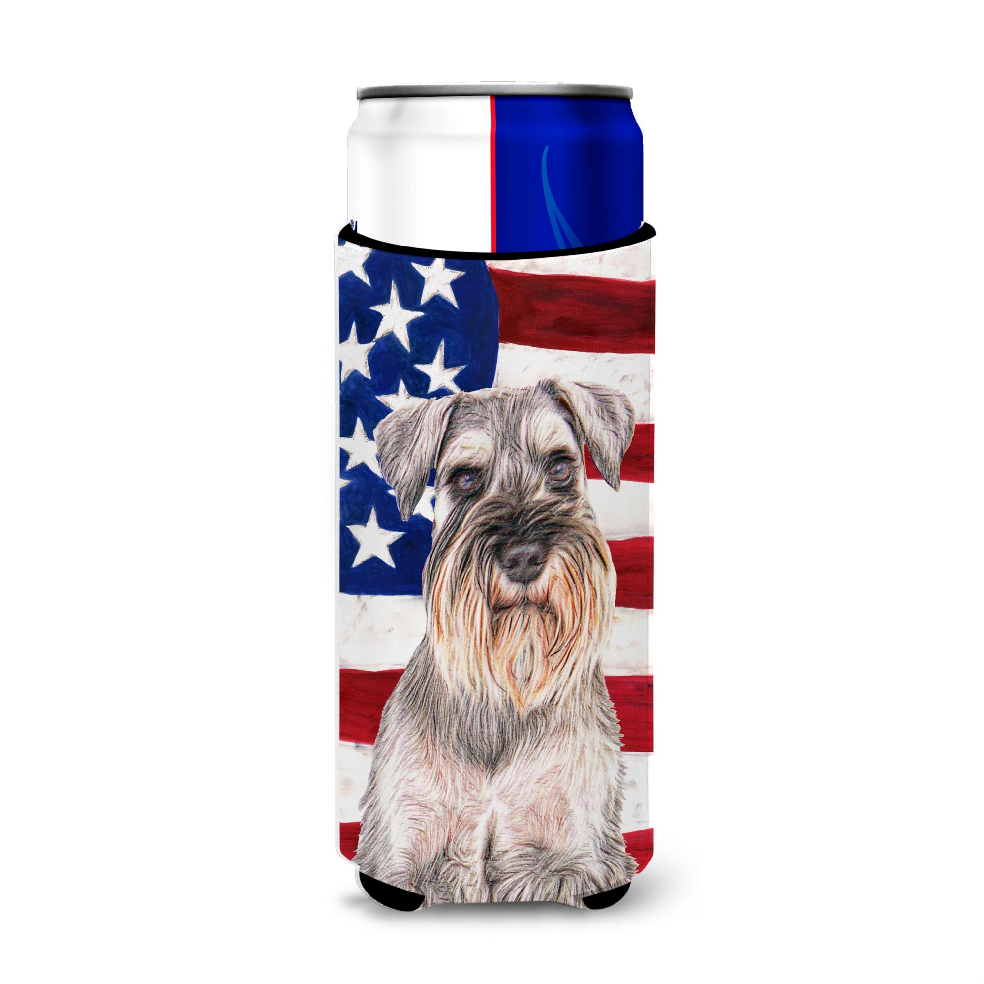 Usa American Flag With Schnauzer Ultra Beverage Insulators For Slim Cans Kj1158Muk