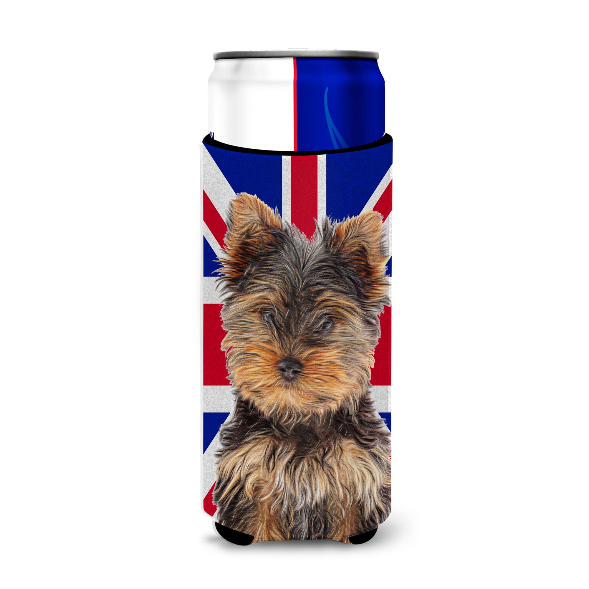 Yorkie Puppy / Yorkshire Terrier With English Union Jack British Flag Ultra Beverage Insulators For Slim Cans Kj1167Muk