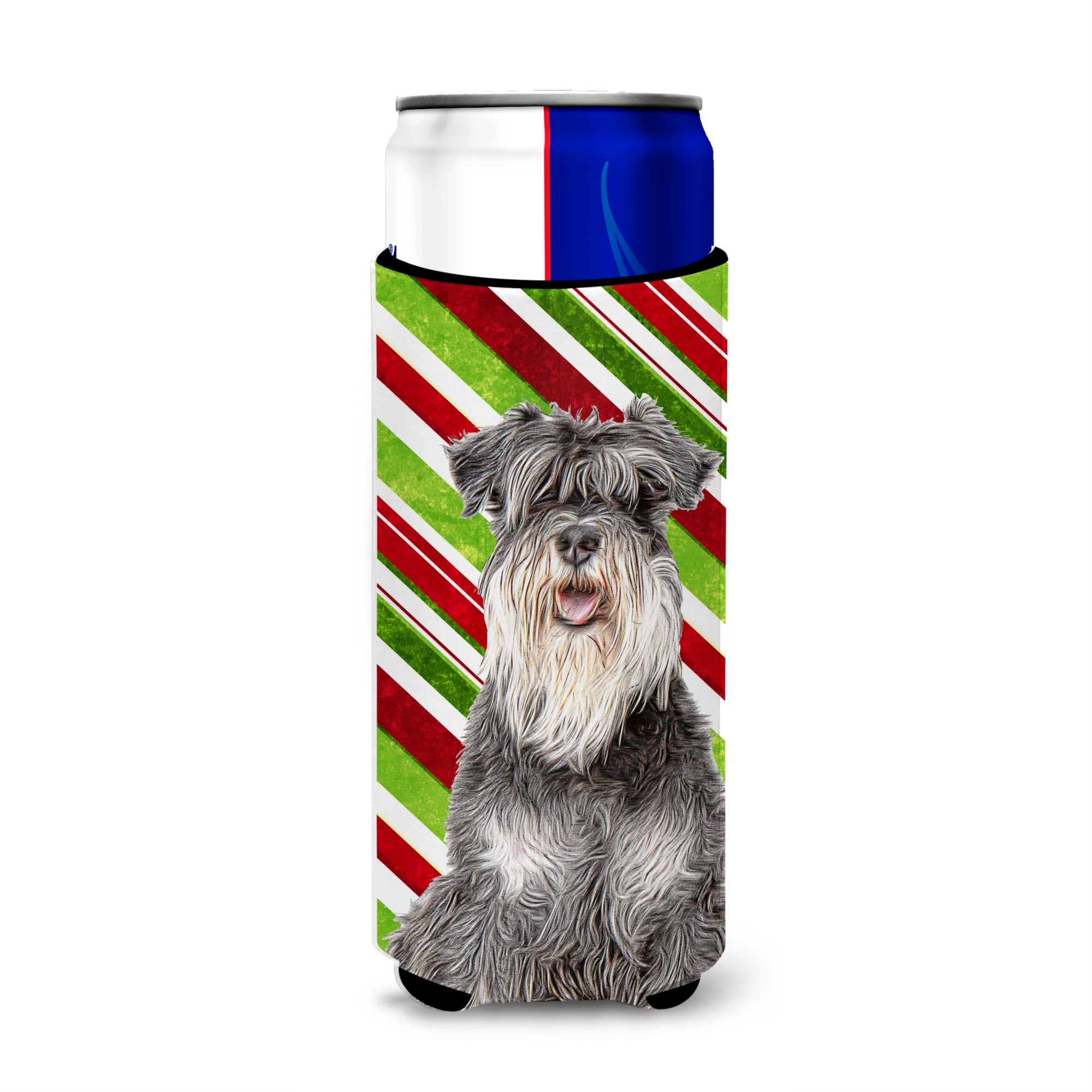 Candy Cane Holiday Christmas Schnauzer Ultra Beverage Insulators For Slim Cans Kj1171Muk