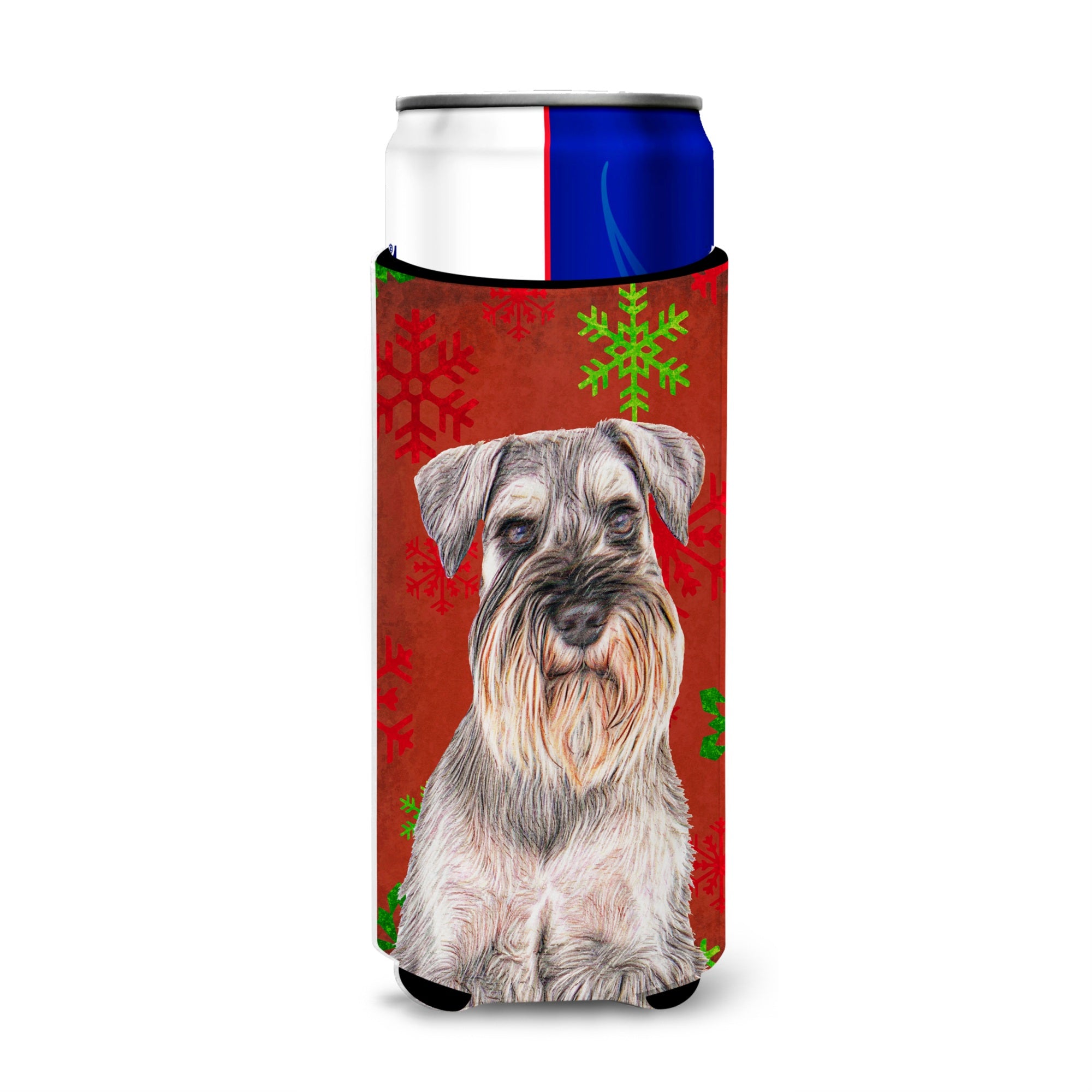 Red Snowflakes Holiday Christmas  Schnauzer Ultra Beverage Insulators For Slim Cans Kj1186Muk