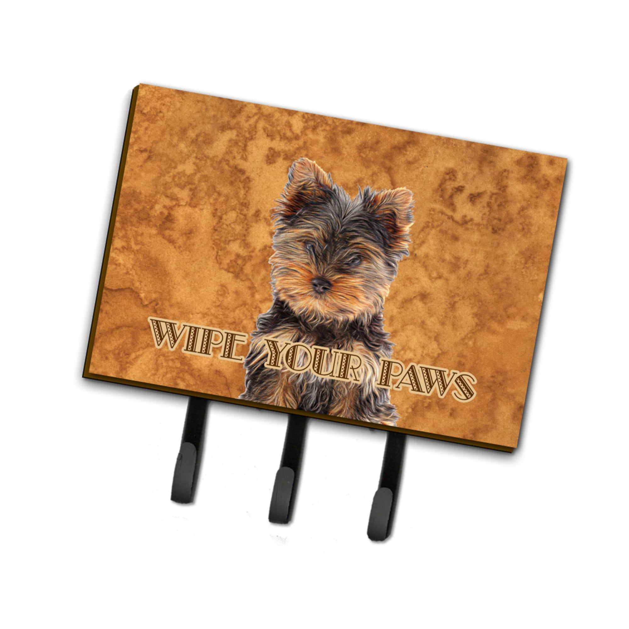 Caroline'S Treasures Kj1223Th68 Yorkie Puppy/Yorkshire Terrier Wipe Your Paws Leash Or Key Holder, Large, Multicolor