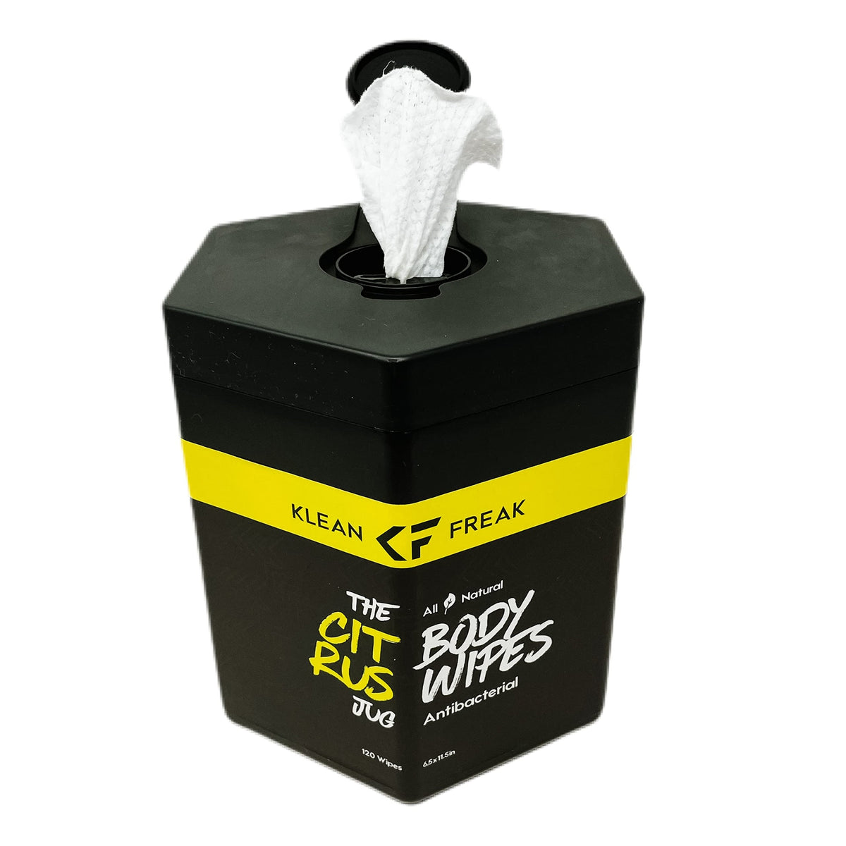 Klean Freak Body Wipes - For Face And Body, No Water, Wipe Away Sweat And Odor, Large Textured, Travel, Gym, Camping And More, 120 Cnt Jug (Citrus)