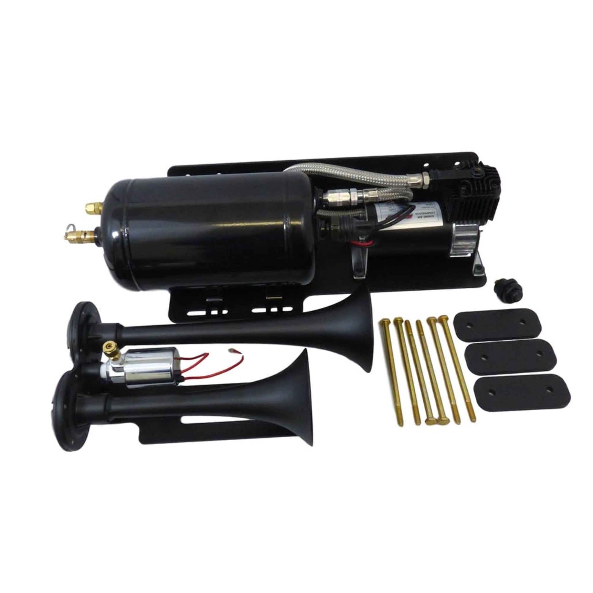 Kleinn Air Horns Jeepkit-1 Complete Bolt-On Dual Air Horn Kit For Jeep Wrangler - Black