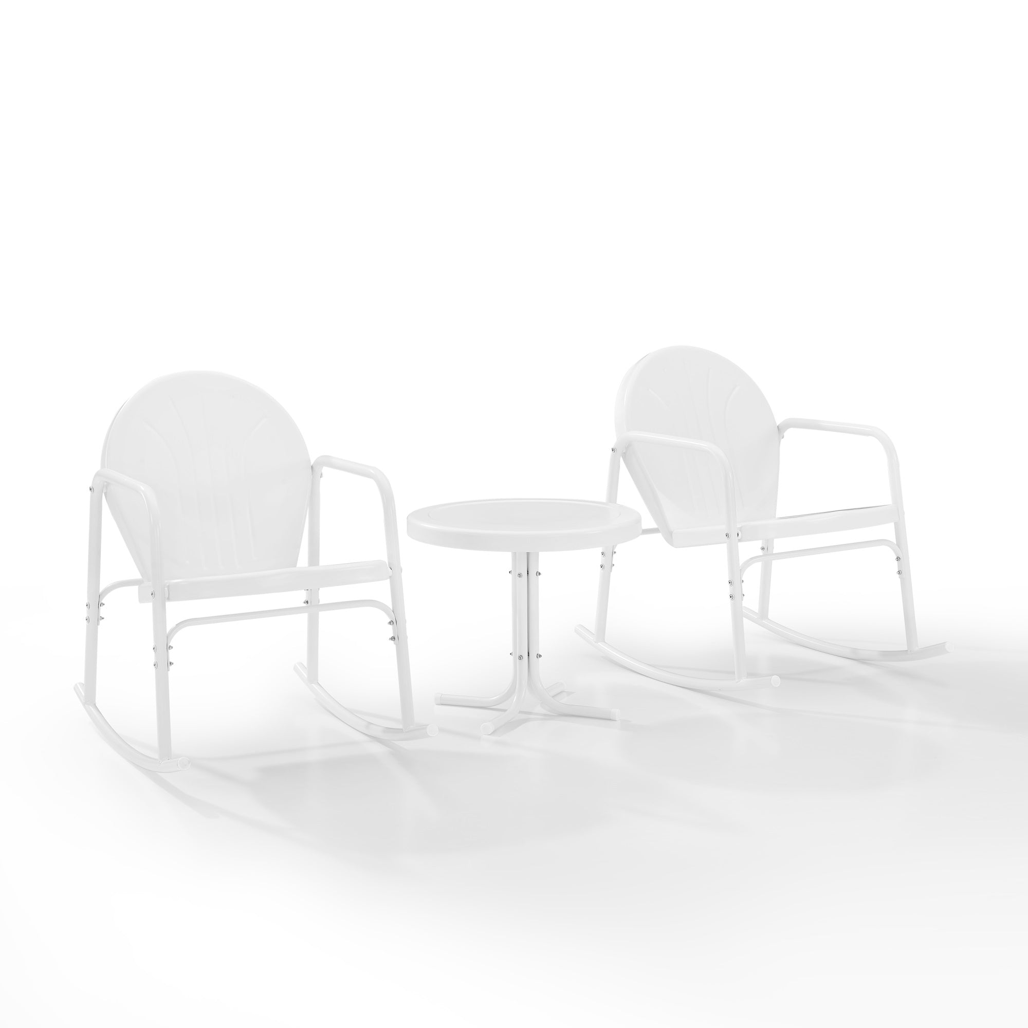 Griffith 3Pc Rocking Chair Set - Durable Steel Construction - Elegant Design - Reclining Seat - Curved Armrests - Round Side Table - Relaxation & Style