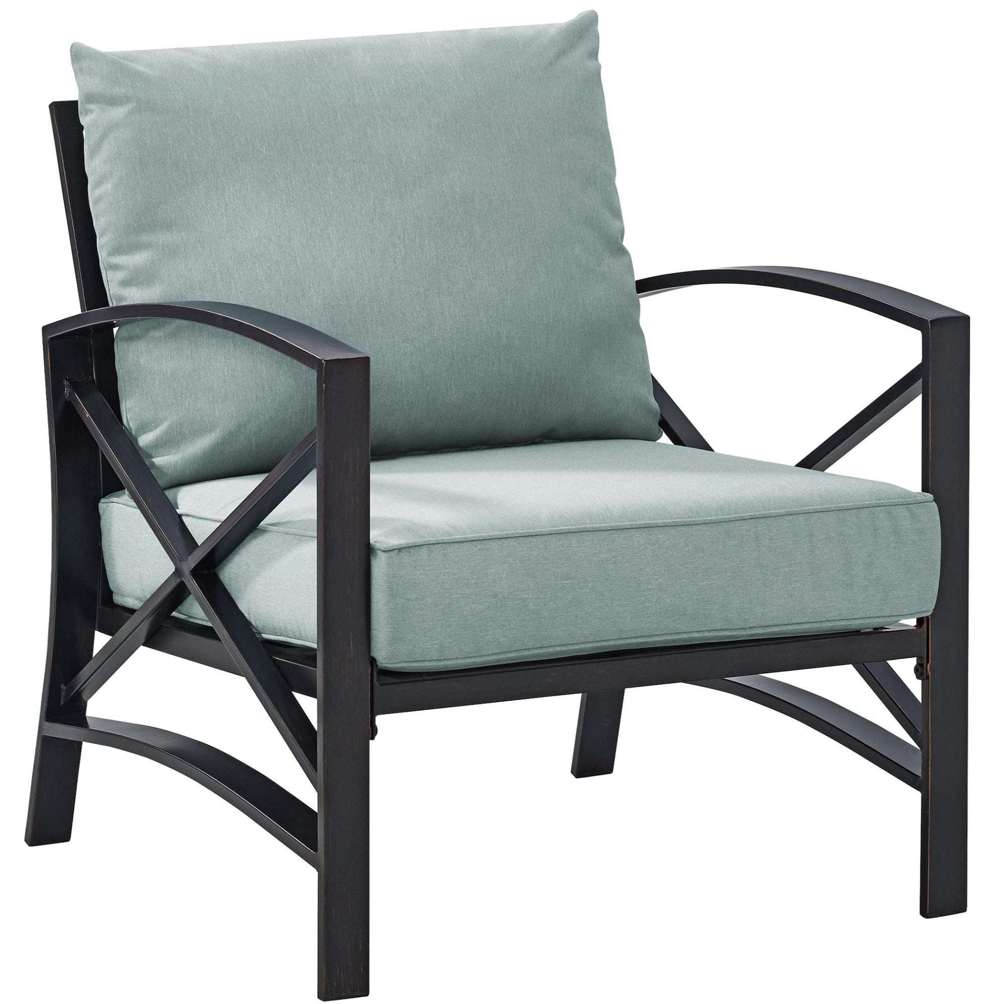 Casafoyer Furniture Kaplan Outdoor Chair, Patio Chairs For Conversation, Porch, Deck, Balcony, Backyard, Oiled Bronze With Mist Cushions