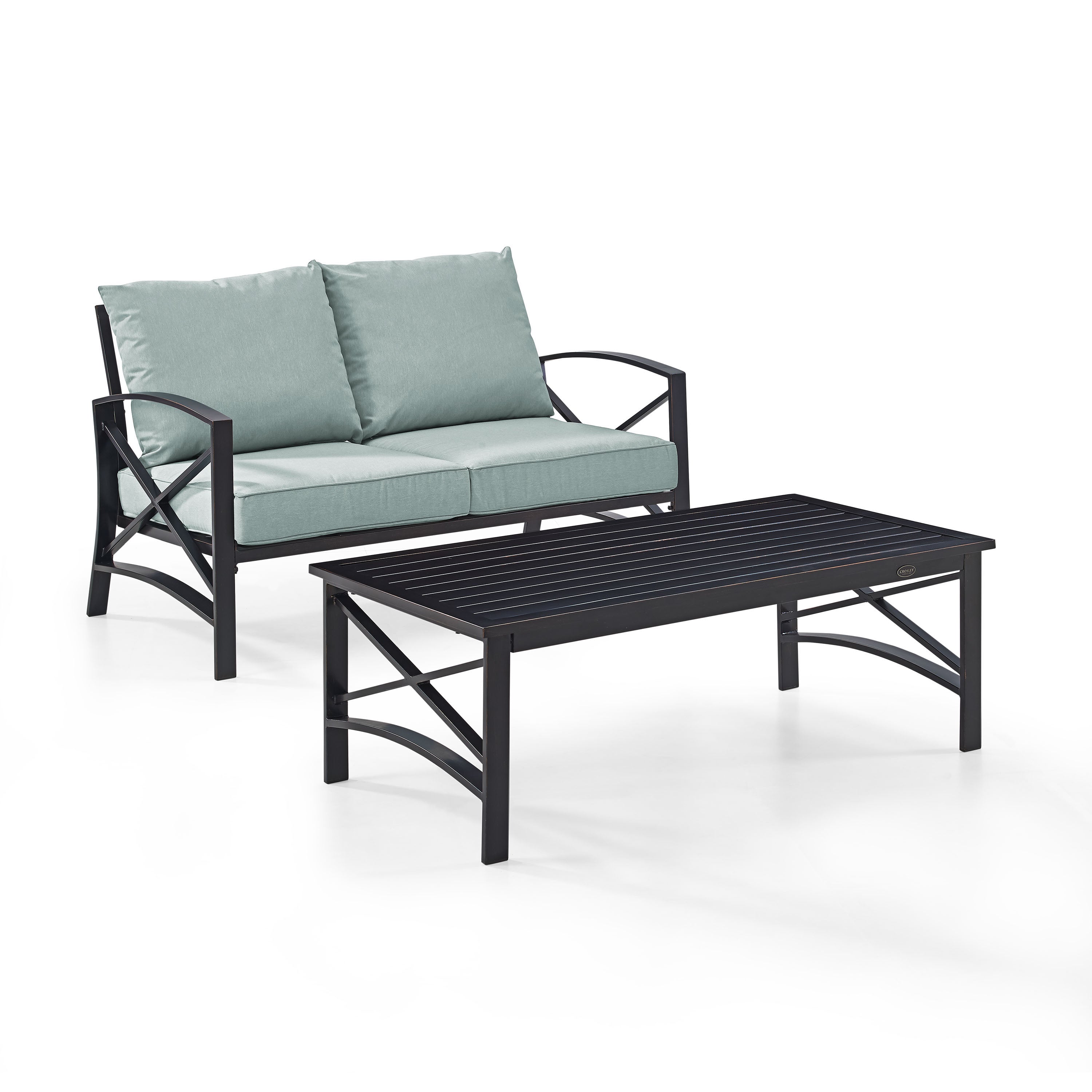 Kaplan 2 Pc Outdoor Seating Set With Mist Cushion - Loveseat, Coffee Table