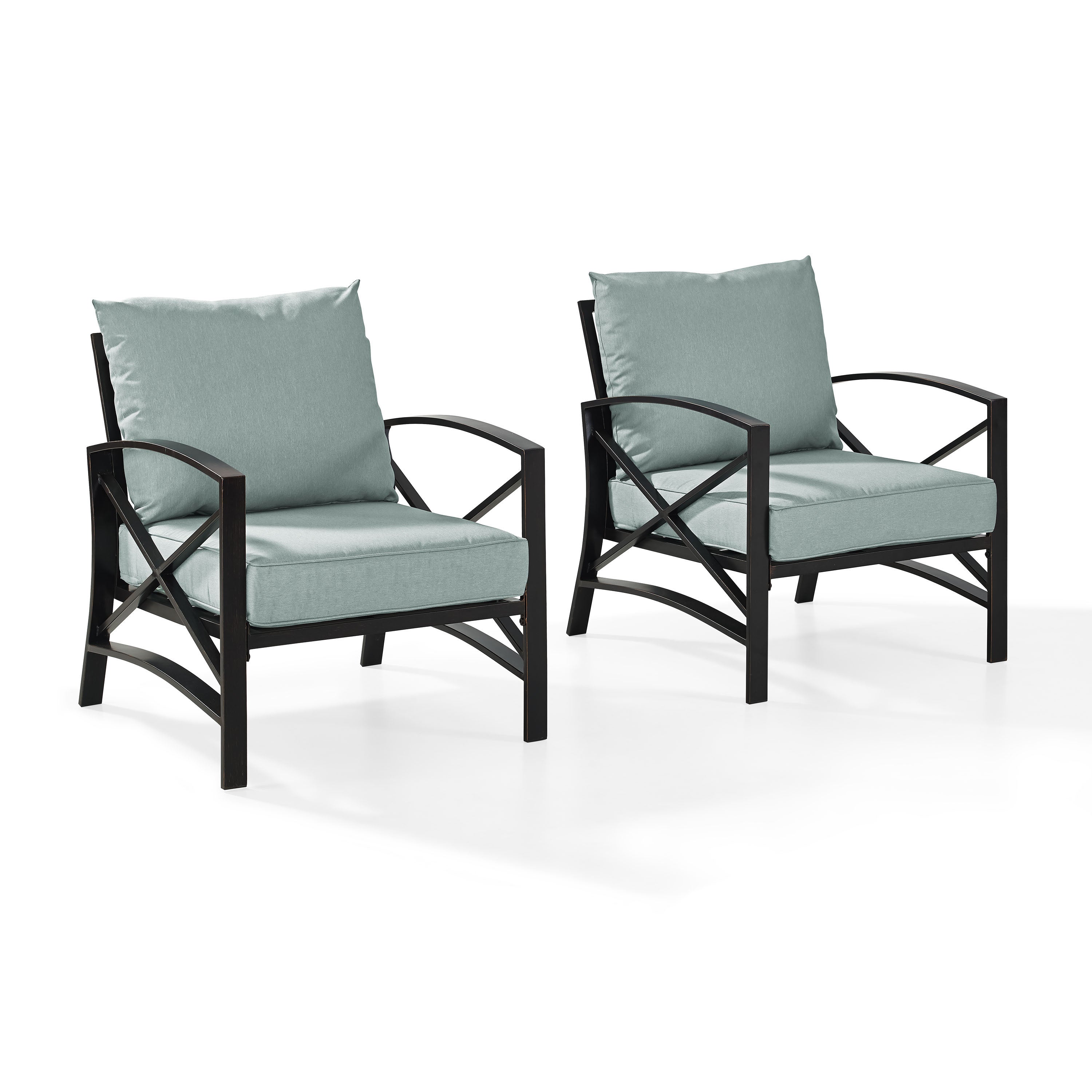 Kaplan 2 Pc Outdoor Seating Set With Mist Cushion -  Two Outdoor Chairs