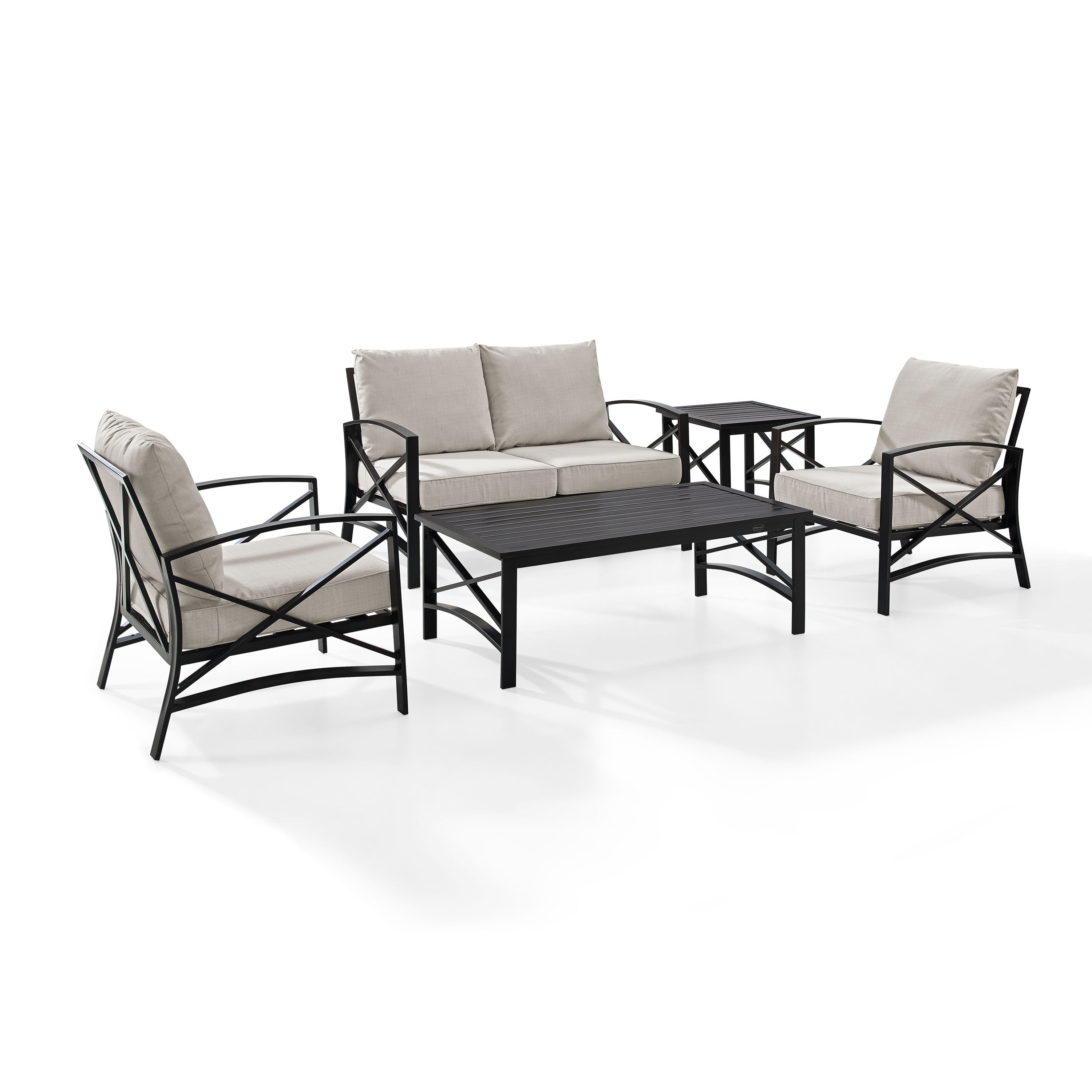 Kaplan Collection 5-Piece Outdoor Seating Set - Premium Steel, Rust Protection, Oil Bronze Finish, Moisture & Uv Resistant Cushions. Easy Assembly.