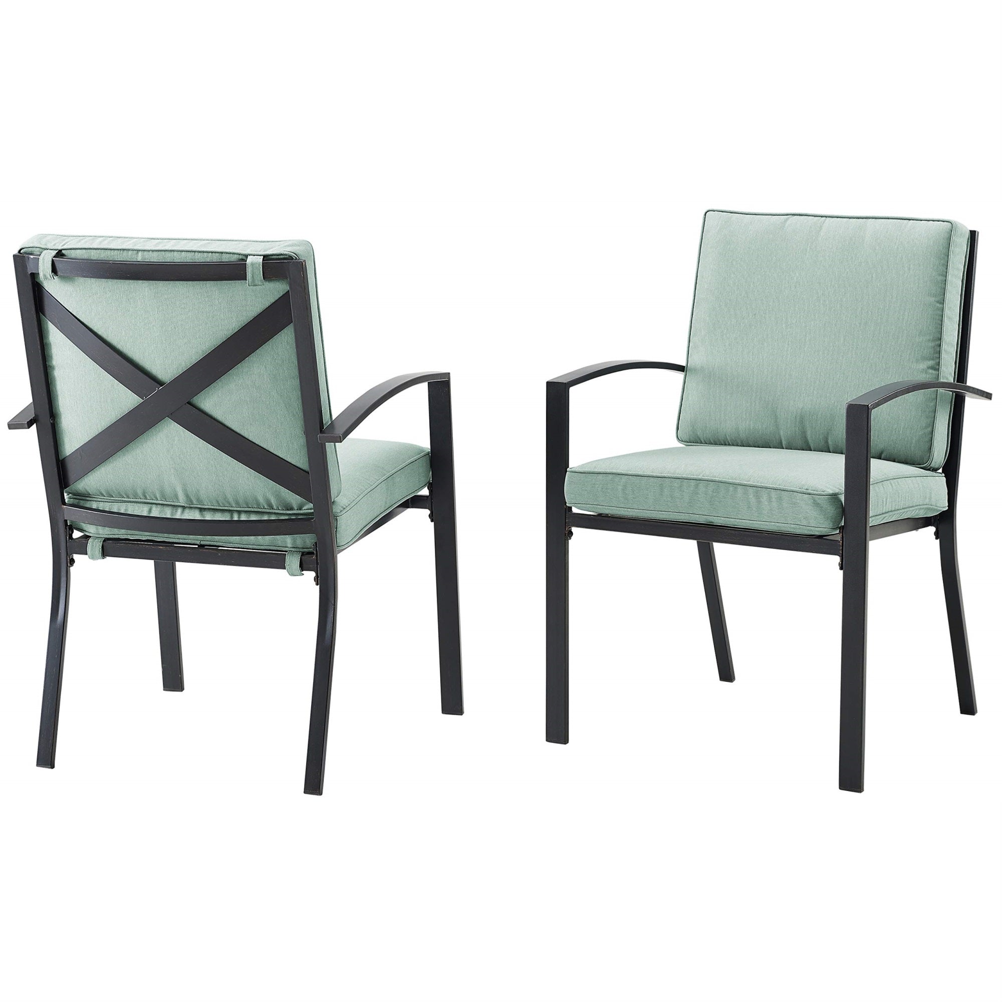 Casafoyer Furniture Kaplan 2-Piece Outdoor Chair Set, Dining Patio Chairs For Deck, Backyard, Oiled Bronze With Mist Cushions