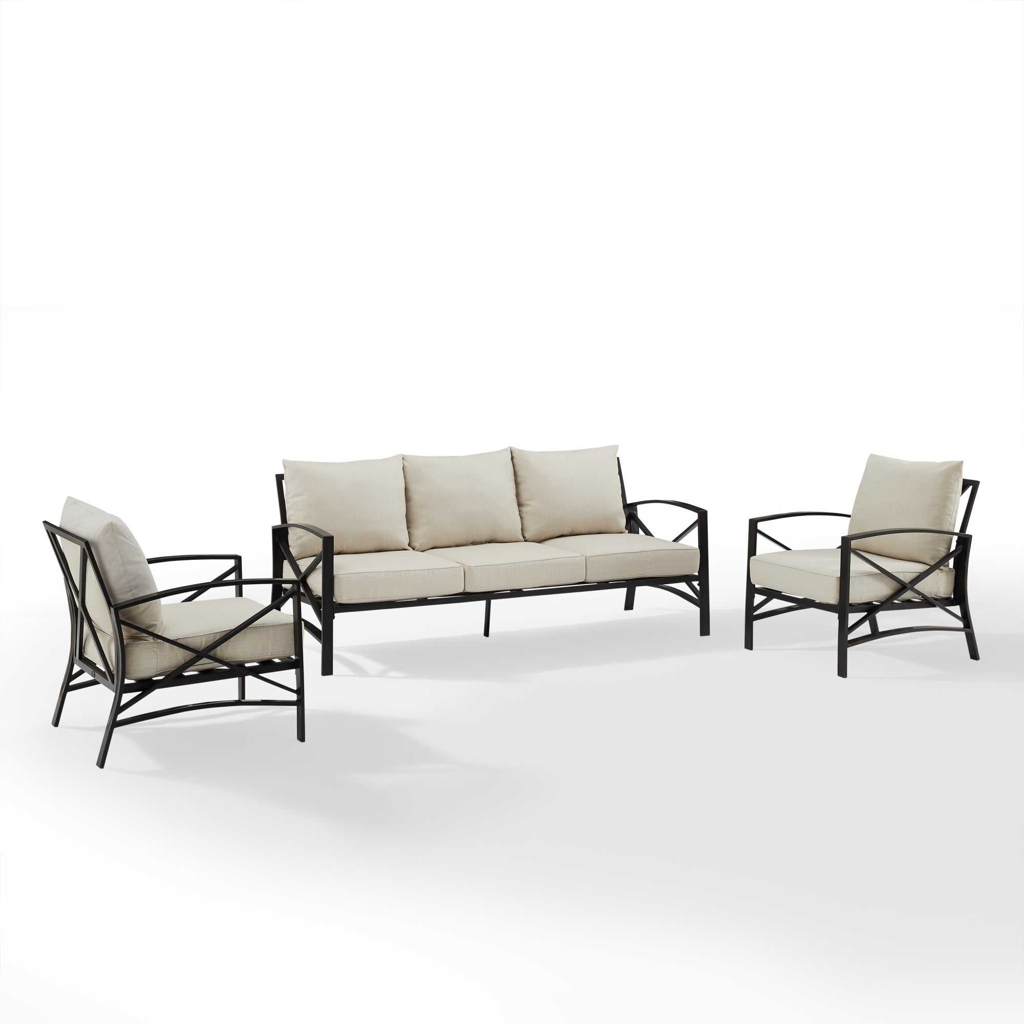 Kaplan 3Pc Outdoor Sofa Set - Durable Steel Construction - Plush Cushions - Timeless Design - Ultimate Outdoor Relaxation