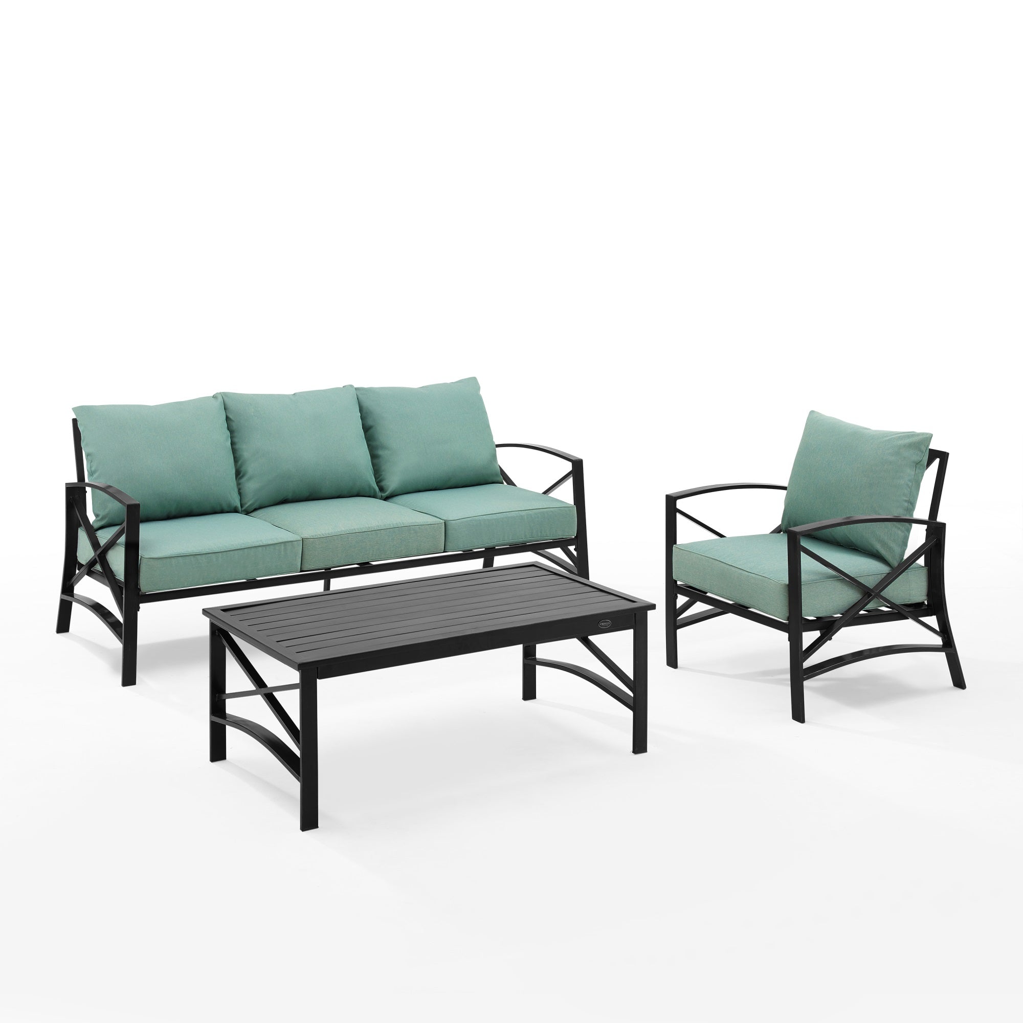 Kaplan 3Pc Outdoor Sofa Set - Elegant Steel Furniture With Plush Cushions And Classic Design. Perfect For Outdoor Entertainment Space.