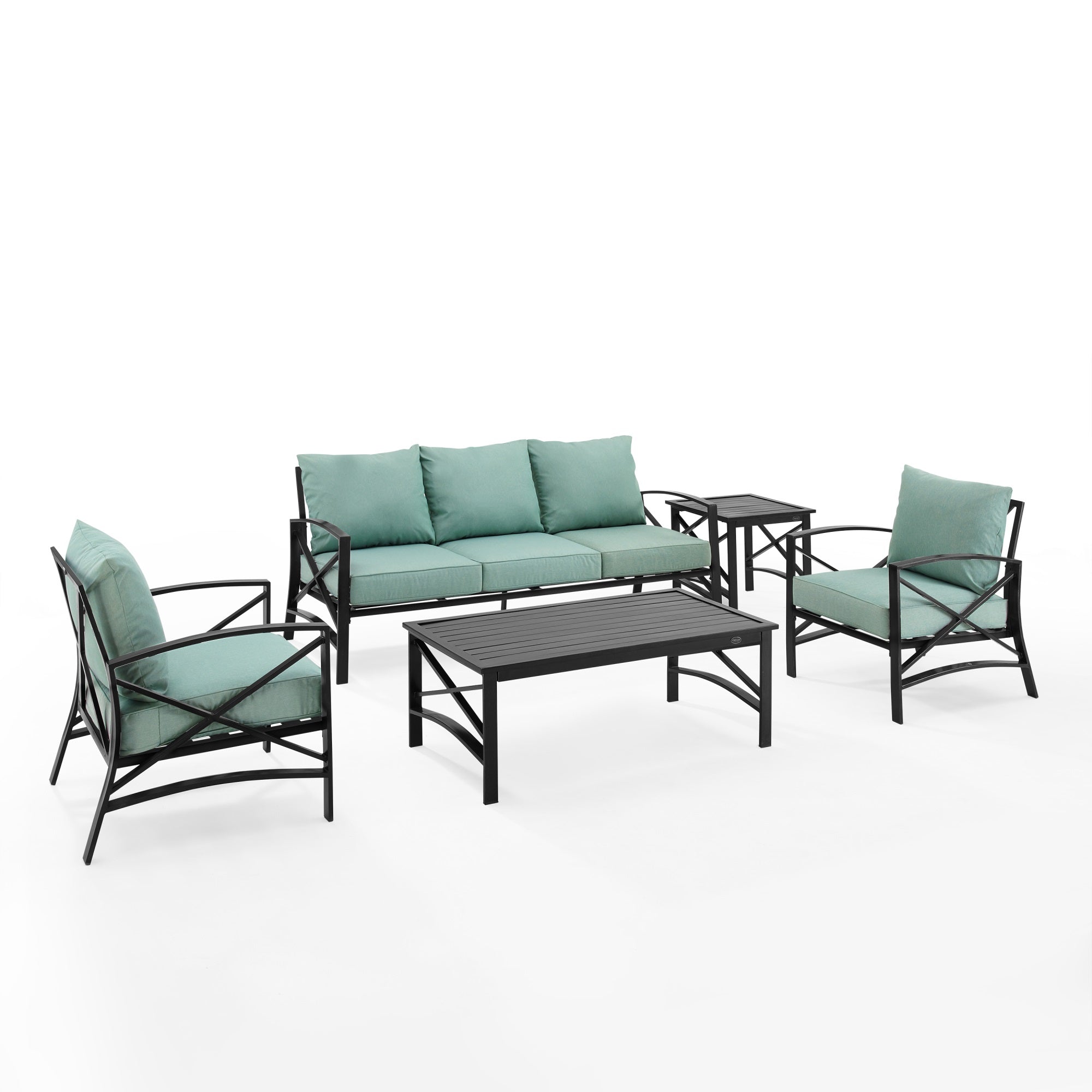 Kaplan 5Pc Outdoor Sofa Set - Steel Construction, Plush Cushions, Stylish Design, Coffee & Side Tables, Ultimate Outdoor Relaxation