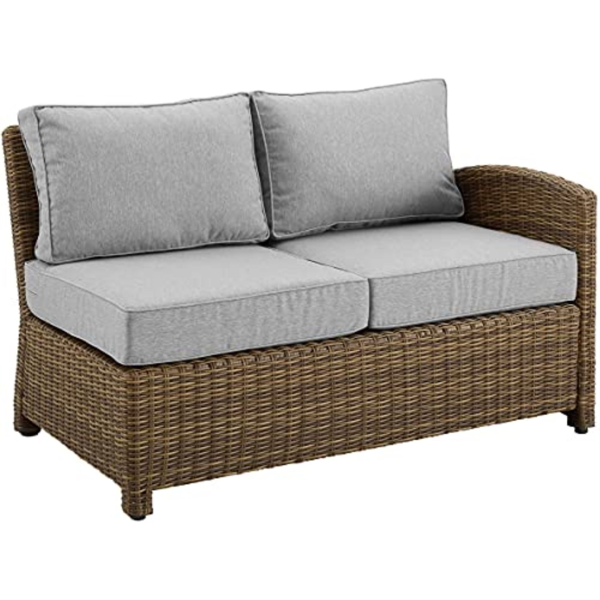 Bradenton Outdoor Wicker Sectional Right Side Loveseat - Gray/Weathered Brown. Durable, Stylish, And Versatile Seating By Ergode.