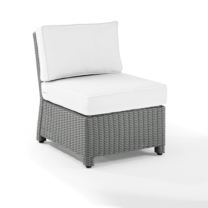 Ergode Bradenton Outdoor Sectional Center Chair In Sunbrella Fabric - All-Weather Wicker, Customizable Design, White Cushions. Perfect For Outdoor Relaxation.