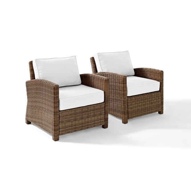Ergode Bradenton 2Pc Outdoor Armchair Set - All-Weather Wicker, Sunbrella Cushions - Front Porch Or Patio Retreat
