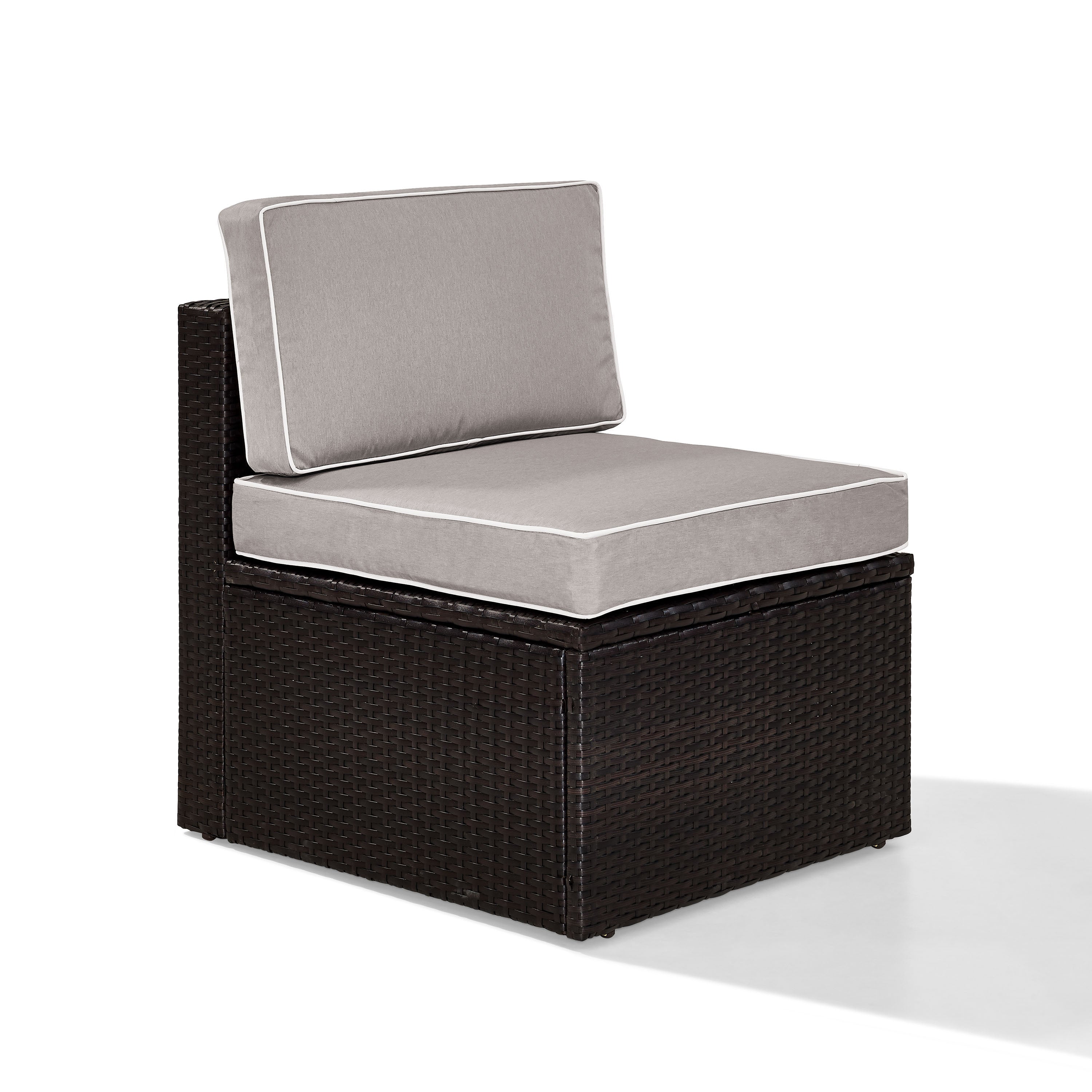Outdoor All-Weather Resin Wicker Center Chair - Sturdy Steel Frame - Fade-Resistant Cushions - Sleek Design - Brown W/ Gray Cushions