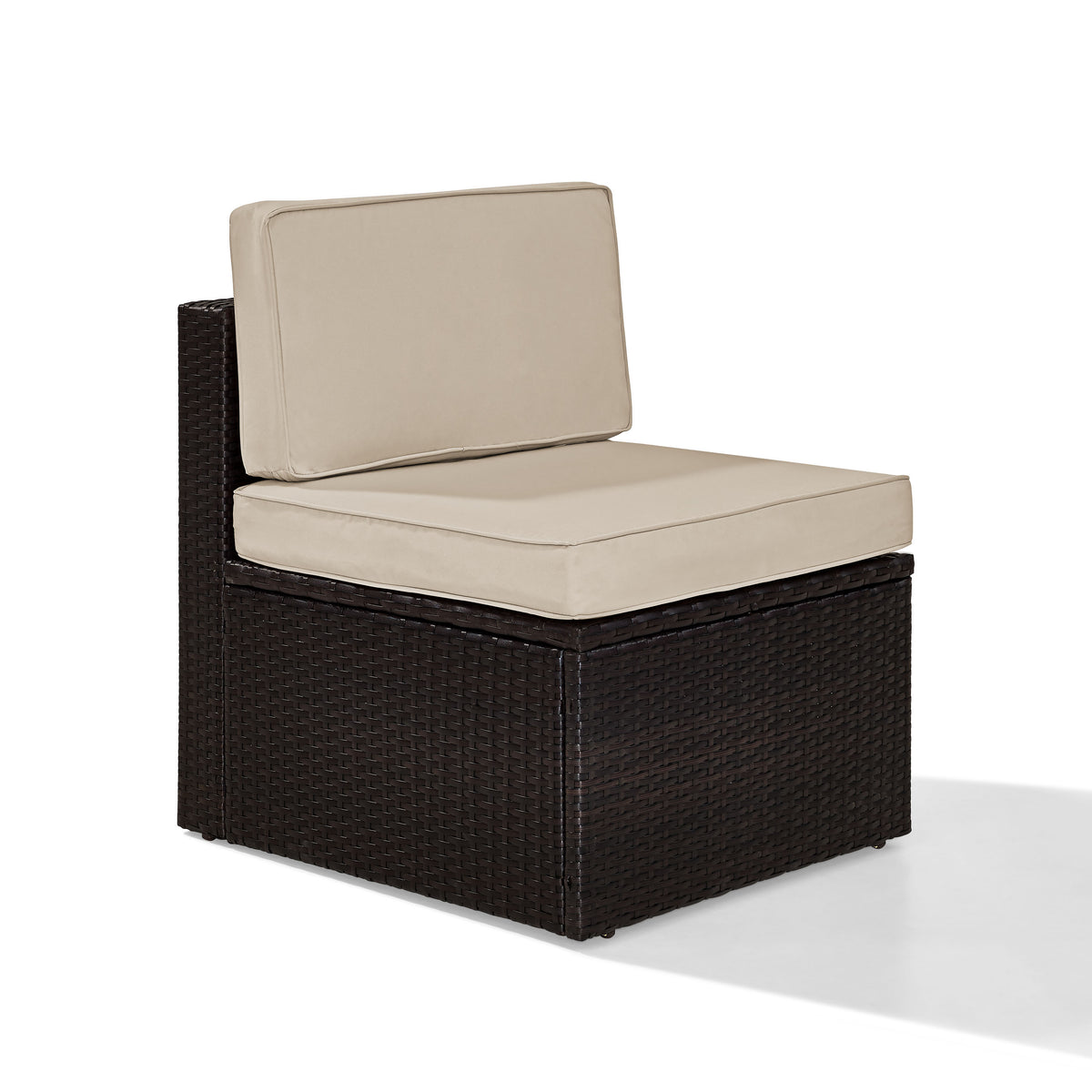 Palm Harbor Outdoor Wicker Center Chair In Brown With Sand Cushions