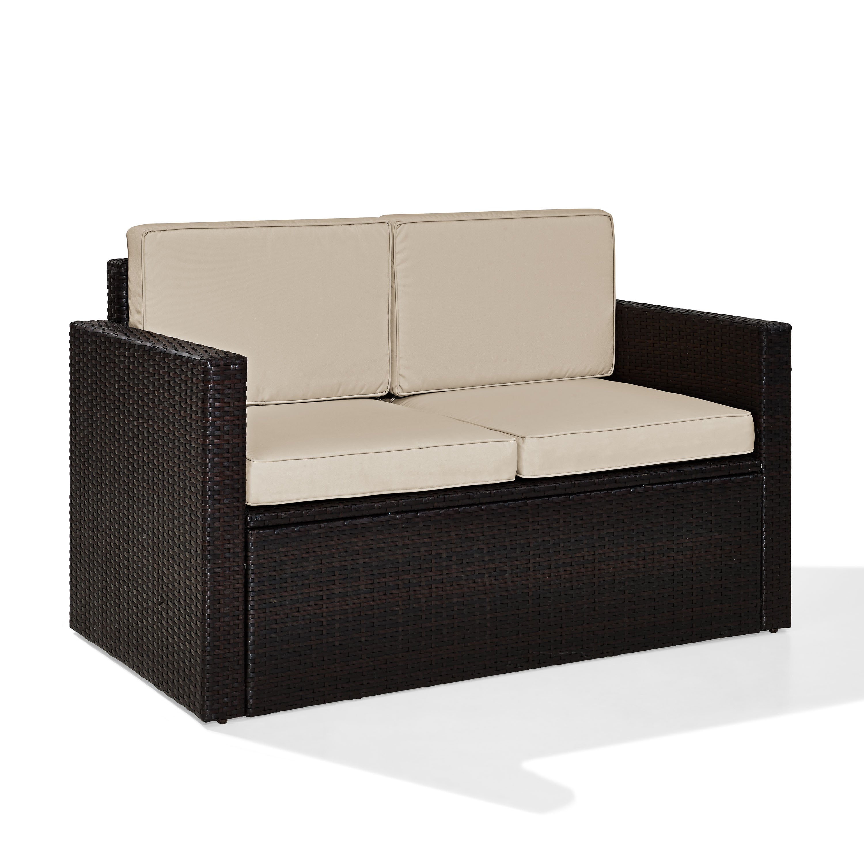 Exquisite All-Weather Wicker Loveseat: Durable Steel Frame, Uv-Resistant Cushions, Elegant Design | Ergodebrands