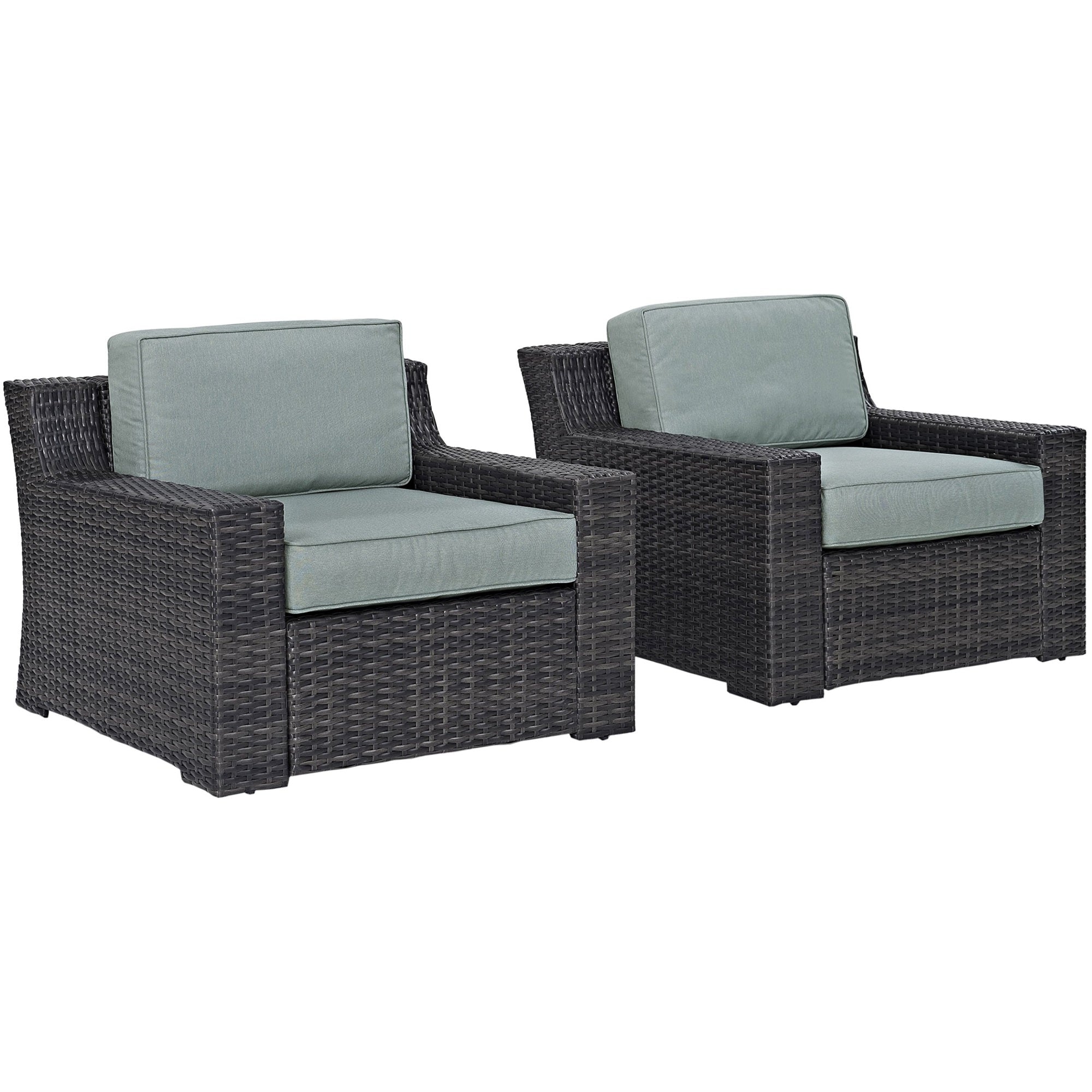 Casafoyer Furniture Beaufort Beaufort 2-Piece Outdoor Chair Set, Wicker Patio Chairs For Conversation, Porch, Deck, Brown With Mist Cushions