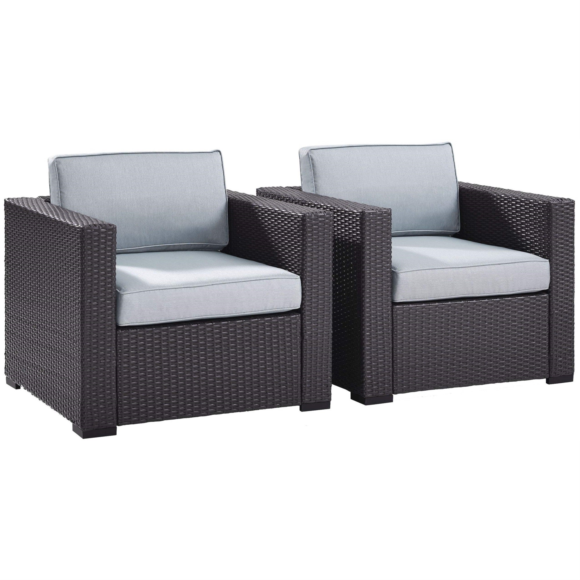 Casafoyer Furniture Biscayne 2-Piece Outdoor Chair Set, Wicker Patio Chairs For Conversation, Porch, Deck, Brown With Mist Cushions