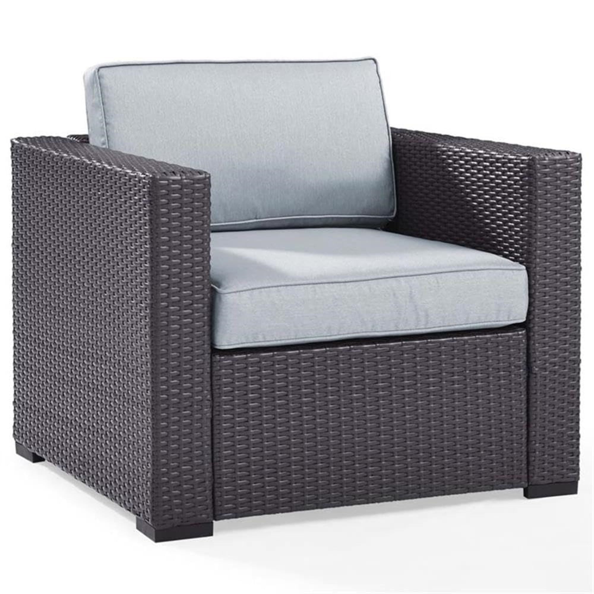 Casafoyer Furniture Biscayne Outdoor Chair, Wicker Patio Chairs For Porch, Deck, Balcony, Backyard, Brown With Mist Cushions