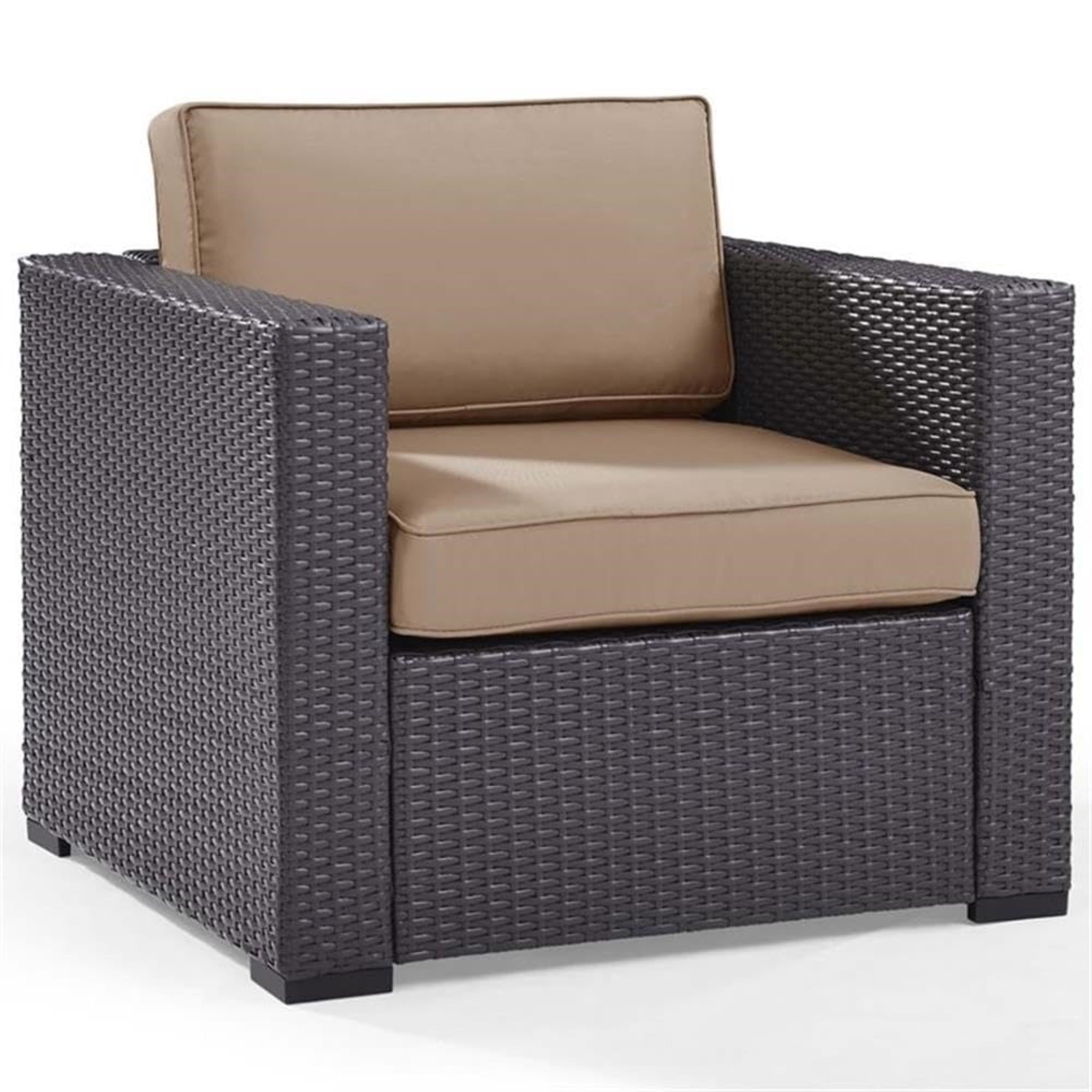 Casafoyer Furniture Biscayne Outdoor Chair, Wicker Patio Chairs For Porch, Deck, Balcony, Backyard, Brown With Mocha Cushions